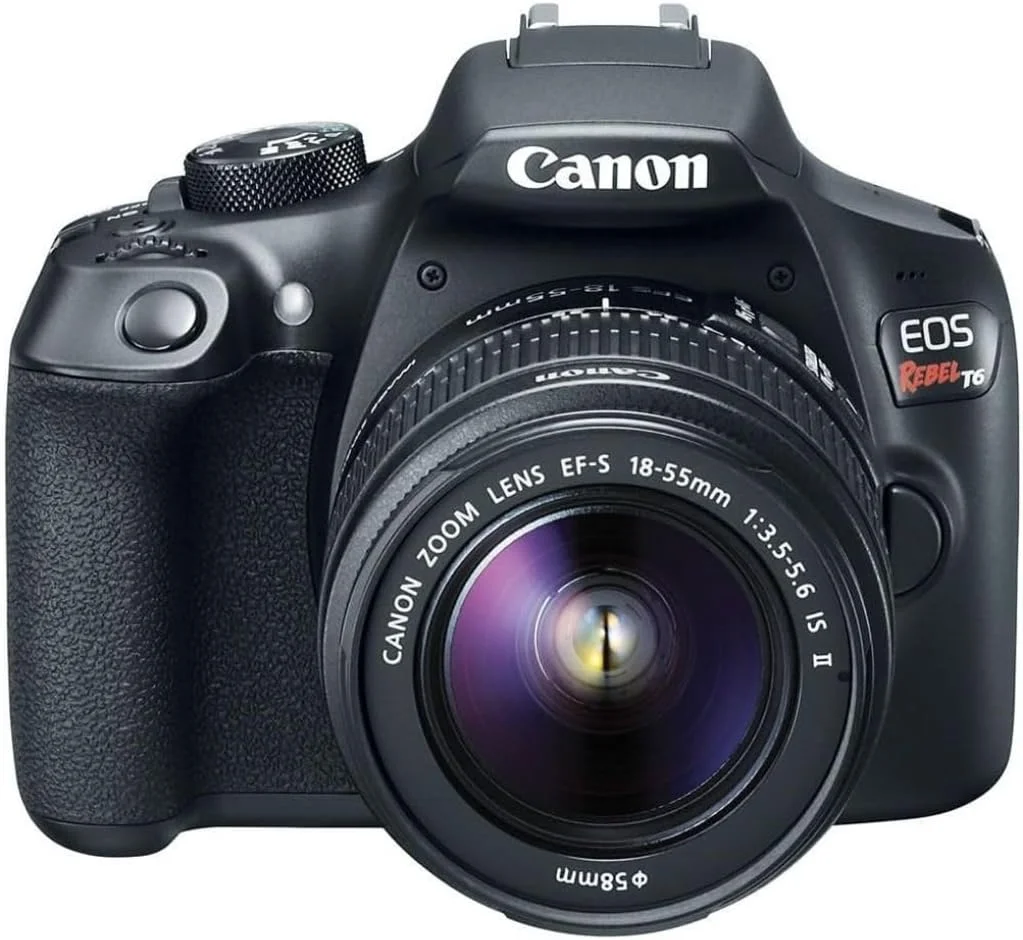 دوربین دیجیتال SLR کانن EOS Rebel T6 به همراه لنز EF-S 18-55mm f/3.5-5.6 IS II، دارای WiFi و NFC داخلی - مشکی (بازسازی شده)
