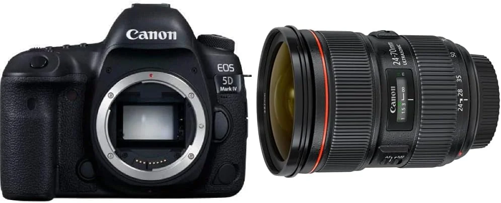 بدنه دوربین دیجیتال SLR فول فریم Canon EOS 5D Mark IV به همراه لنز زوم استاندارد EF 24-70mm f/2.8L II USM