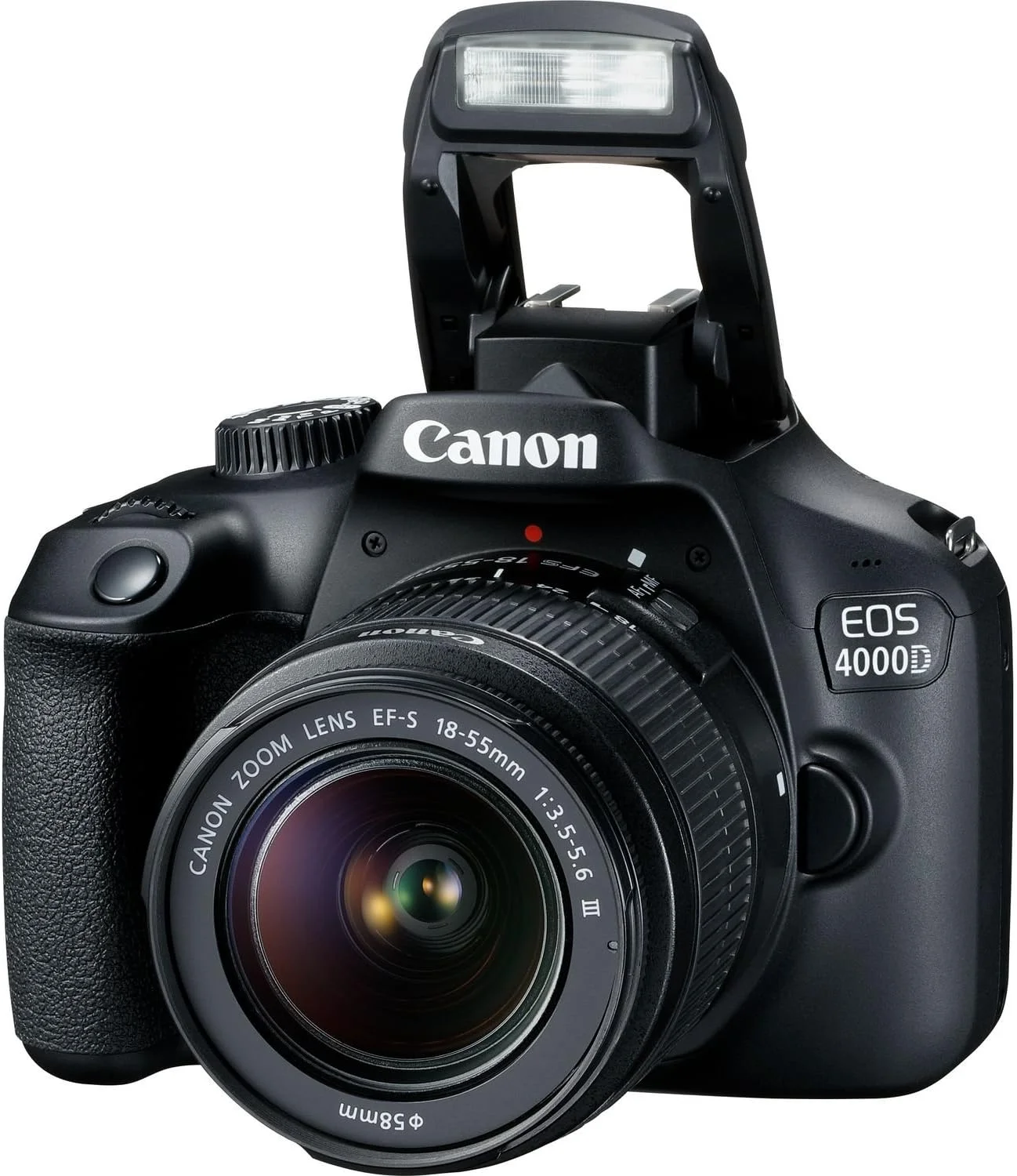 دوربین DSLR کانن EOS 4000D به همراه لنز EF-S 18-55mm III و لنز EF 75-300mm III - شامل: باتری جایگزین LPE10 با عمر طولانی (1600mAh) و 2 عدد نگهدارنده درب لنز یونیورسال (بازسازی شده)