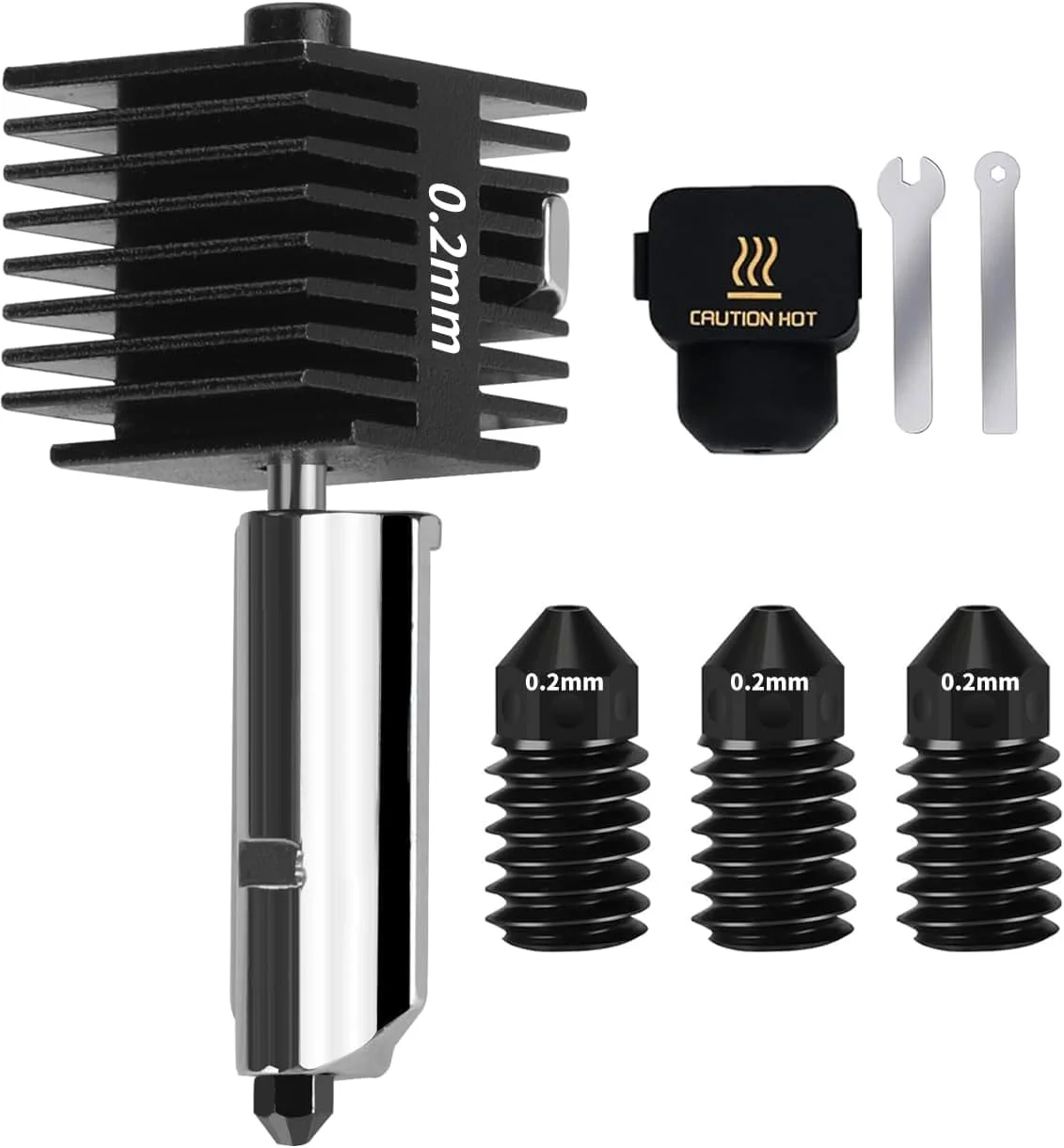 کیت هات‌اند پرینتر سه بعدی 0.2 میلی‌متری برای Bambu Lab A1/A1 Mini، ارتقاء نازل فولادی سخت‌کاری شده با دمای بالا، کیت هات‌اند جایگزین اکسترودر و جوراب سیلیکونی برای سری Bambu Lab A1