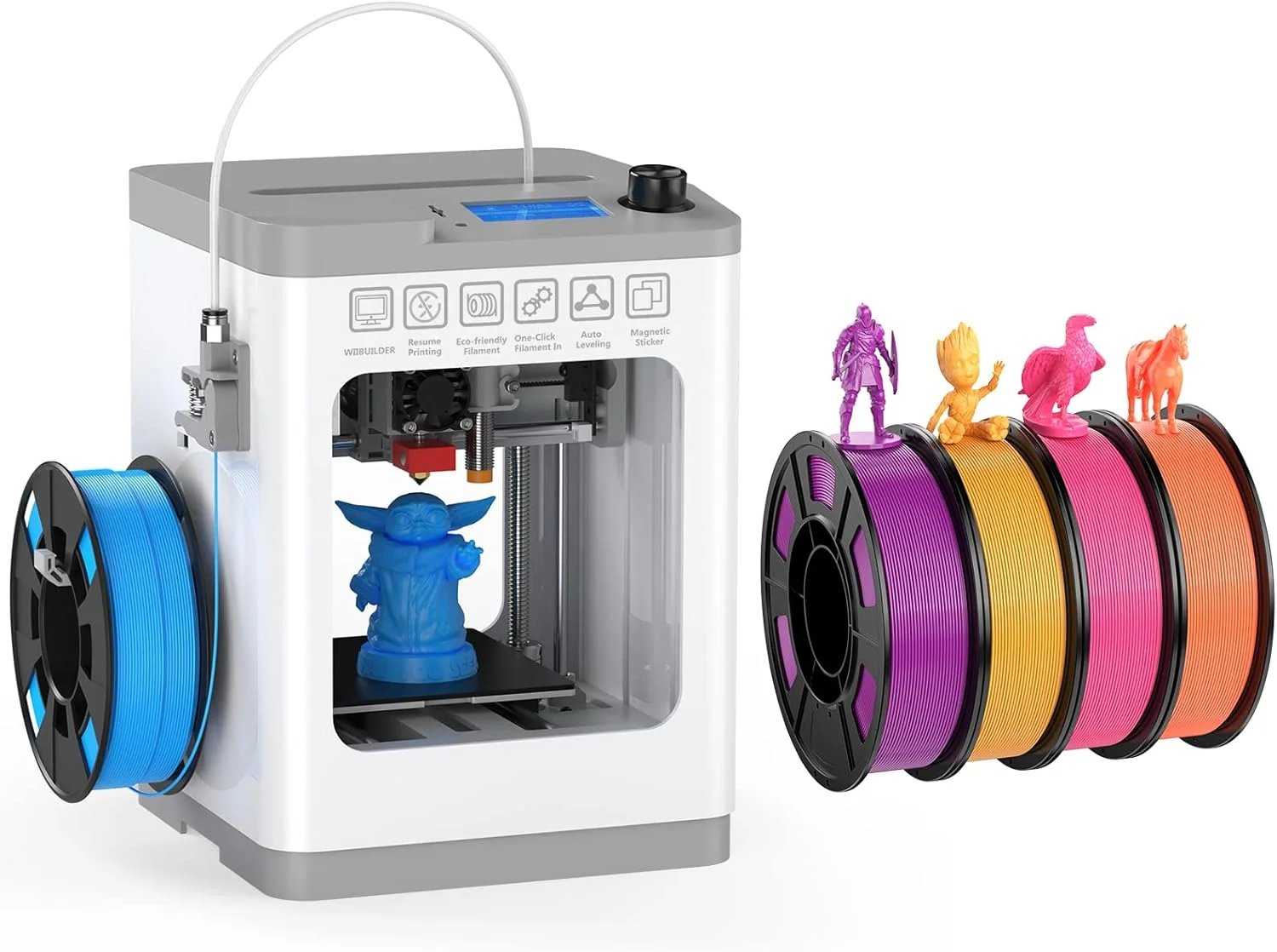 کیت پرینتر سه بعدی Tina2، مونتاژ شده کامل و بسته فیلامنت PLA در 4 رنگ، پرینترهای سه بعدی کوچک با قابلیت تنظیم خودکار بستر مناسب برای مبتدیان، دفاتر، مدارس و خانه