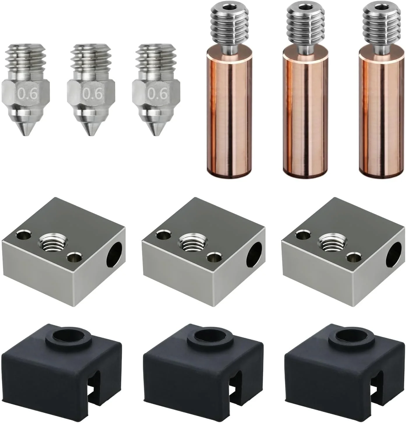 نازل روکش مس Cr10 گلوگاه تیتانیومی دوماده‌ای بلوک حرارتی روکش مس آستین سیلیکونی مشکی برای Creativity Ender 3 / 3X / 3 Pro / 3 V2، پرینتر سه بعدی Cr-10 J-Head Hotend