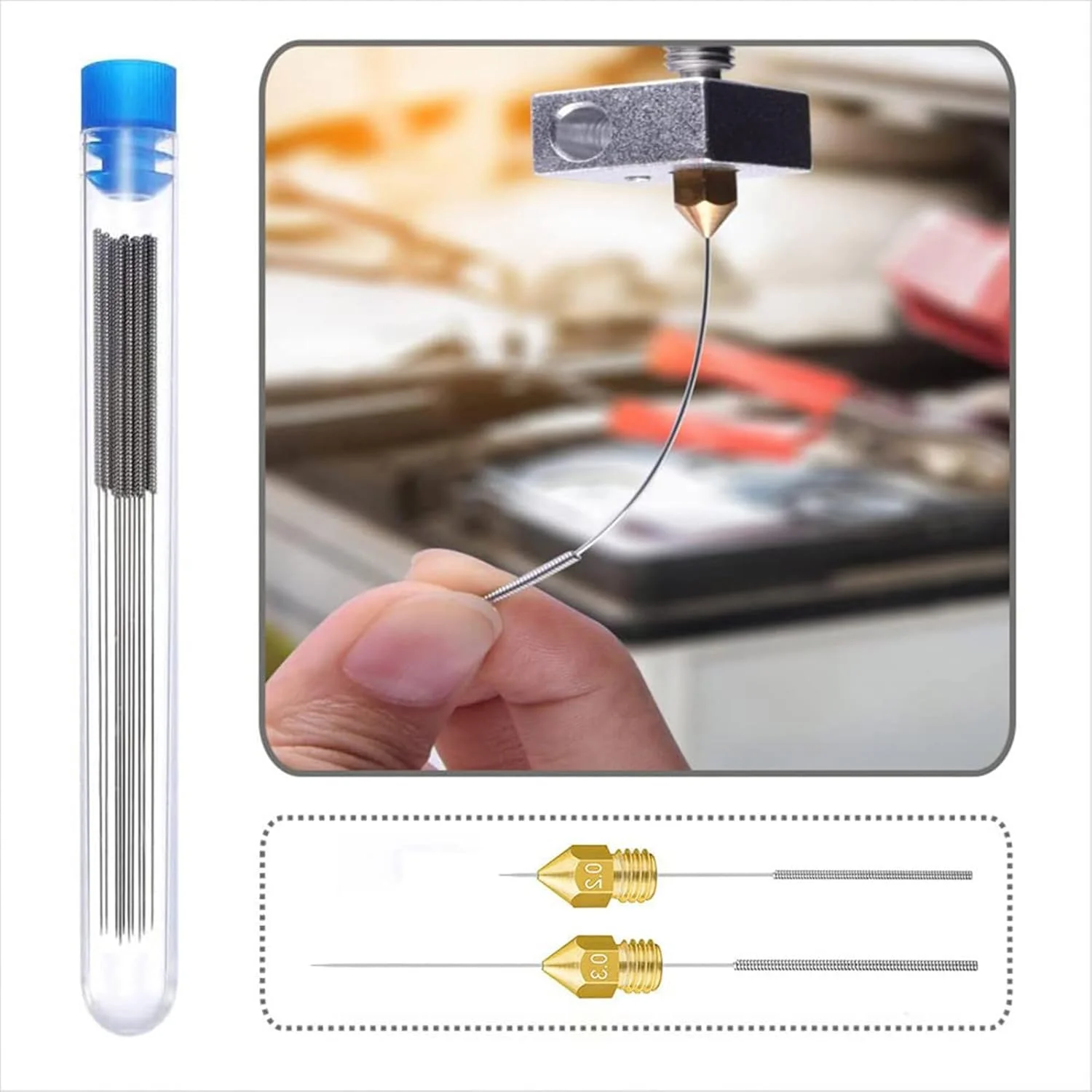 ۱۰ عدد سوزن تمیز کننده نازل قطعات پرینتر سه بعدی ۰.۱۵ ۰.۲ ۰.۲۵ ۰.۳ ۰.۳۵ ۰.۴ ۰.۵ ۰.۶ ۰.۸ ۱.۰ میلی متر سوزن های تمیز کننده نازل استیل ضد زنگ برای دریل