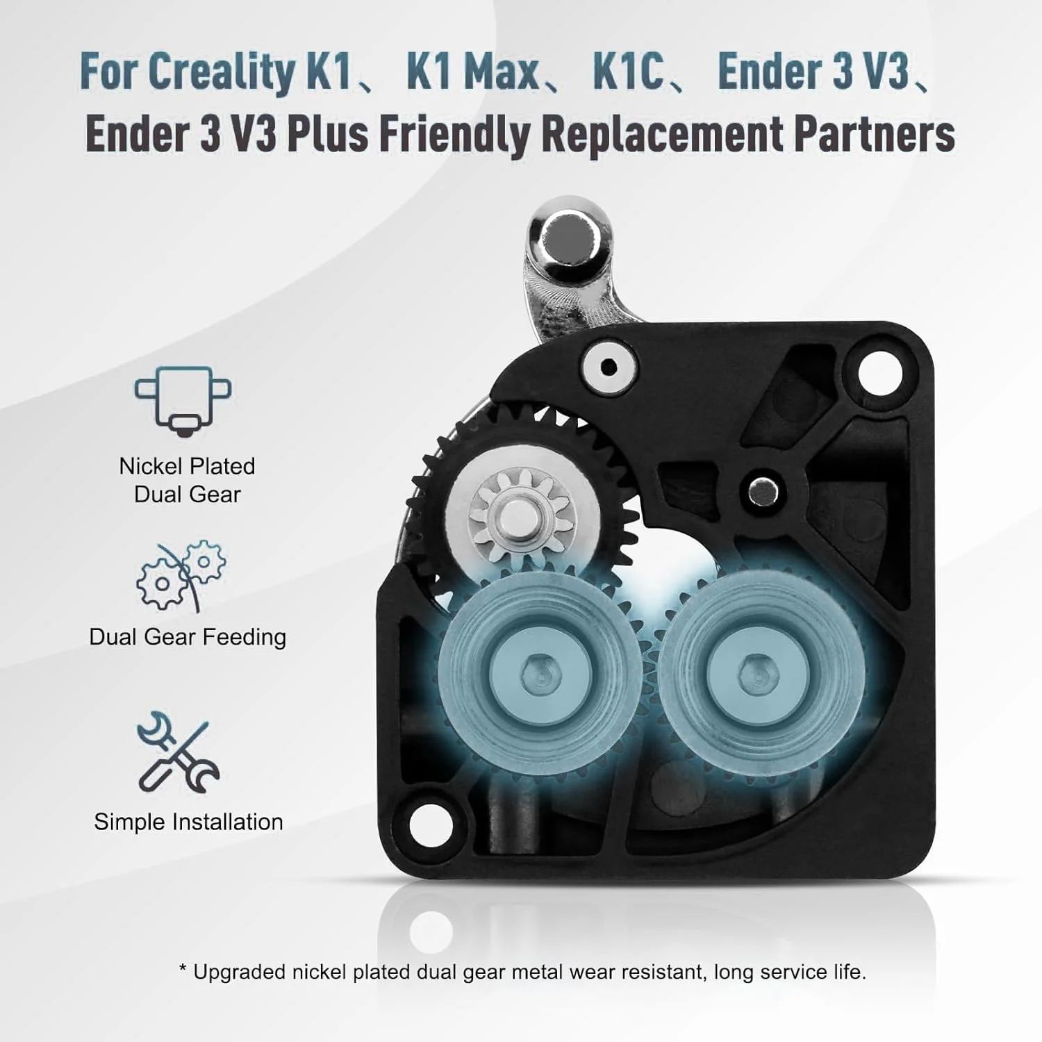 کیت چرخ دنده اکسترودر K1، کیت چرخ دنده های درایو با روکش نیکل فولادی سخت شده تمام فلزی سازگار با پرینتر سه بعدی Ender-3 V3/Ender-3 V3 Plus/K1 SE/K1C/K1/K1 Max