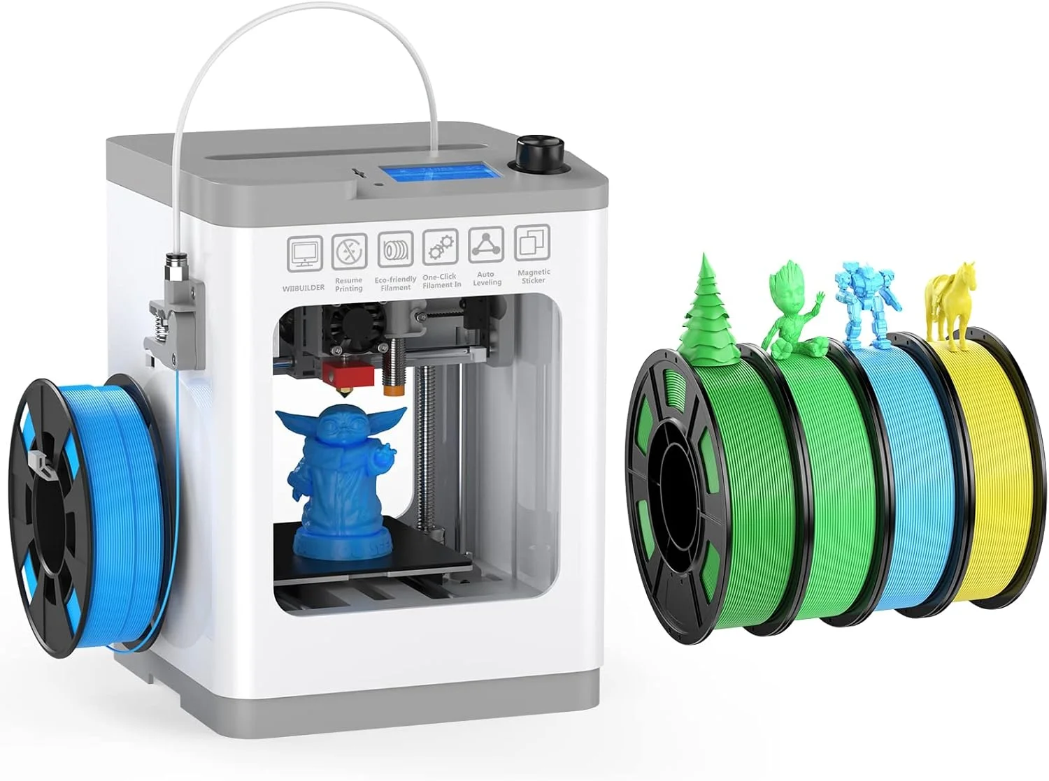 کیت پرینتر سه بعدی Tina2، مونتاژ شده کامل، همراه با بسته فیلامنت PLA در 4 رنگ، پرینتر سه بعدی کوچک با قابلیت تنظیم خودکار بستر، مناسب برای مبتدیان، کودکان، مدارس، دفاتر و استفاده خانگی