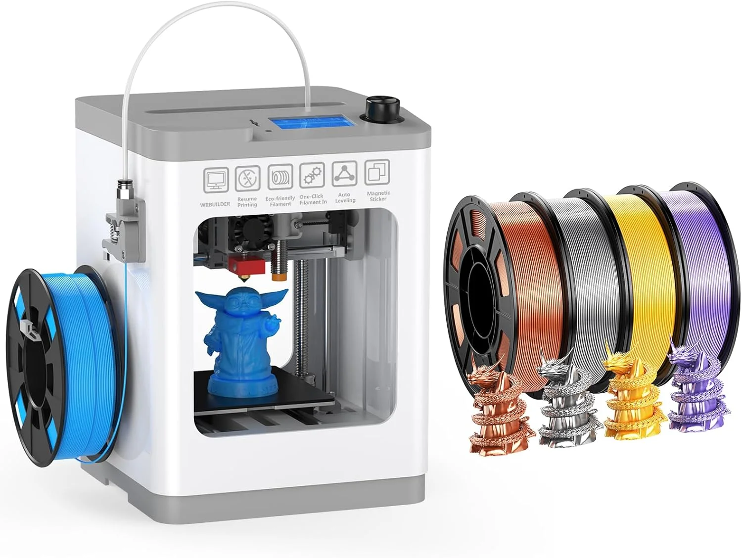 کیت پرینتر سه بعدی Tina2 اسمبل شده کامل با بسته فیلامنت PLA ابریشمی 4 رنگ، پرینترهای سه بعدی کوچک با قابلیت تنظیم خودکار بستر برای مبتدیان، کودکان، مدرسه، دفتر، استفاده خانگی