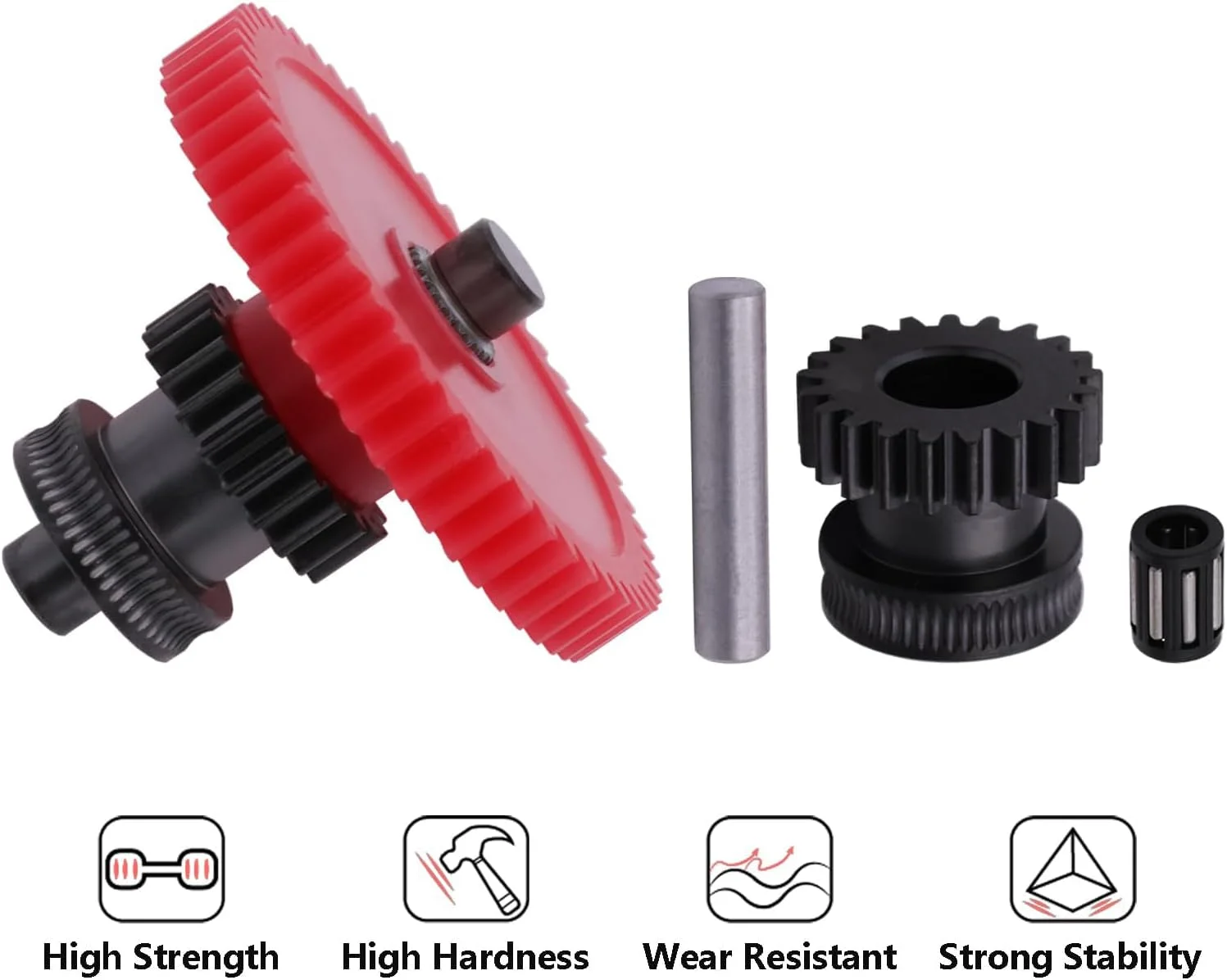 کیت چرخ دنده اکسترودر فولادی سخت شده برای سری نپتون 4، کیت چرخ دنده دوگانه اکسترودر فولادی سخت شده با پوشش نانو DLC و چرخ دنده POM برای Elegoo Neptune 4/Pro/Plus/Max