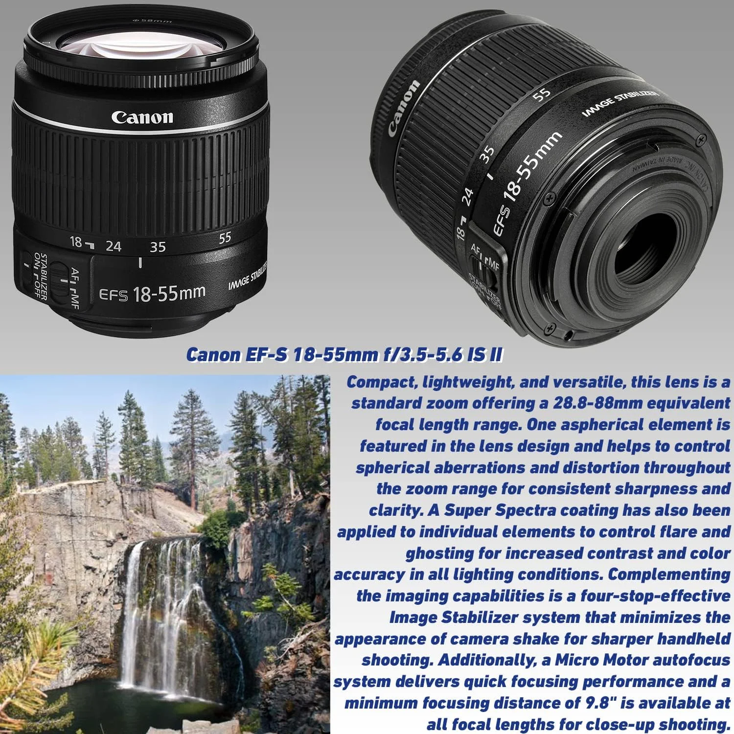 دوربین دیجیتال کانن مدل EOS Rebel T7 DSLR با لنز EF-S 18-55mm f/3.5-5.6 IS II و بسته لوازم جانبی استارتر: SanDisk Ultra 64GB SDXC، باتری جایگزین با عمر طولانی، کیف ضد آب و موارد دیگر دوربین دیجیتال کانن مدل EOS Rebel T7 DSLR با لنز EF-S 18-55mm f/3.5-5.6 IS II و بسته لوازم جانبی استارتر: SanDisk Ultra 64GB SDXC، باتری جایگزین با عمر طولانی، کیف ضد آب و موارد دیگر