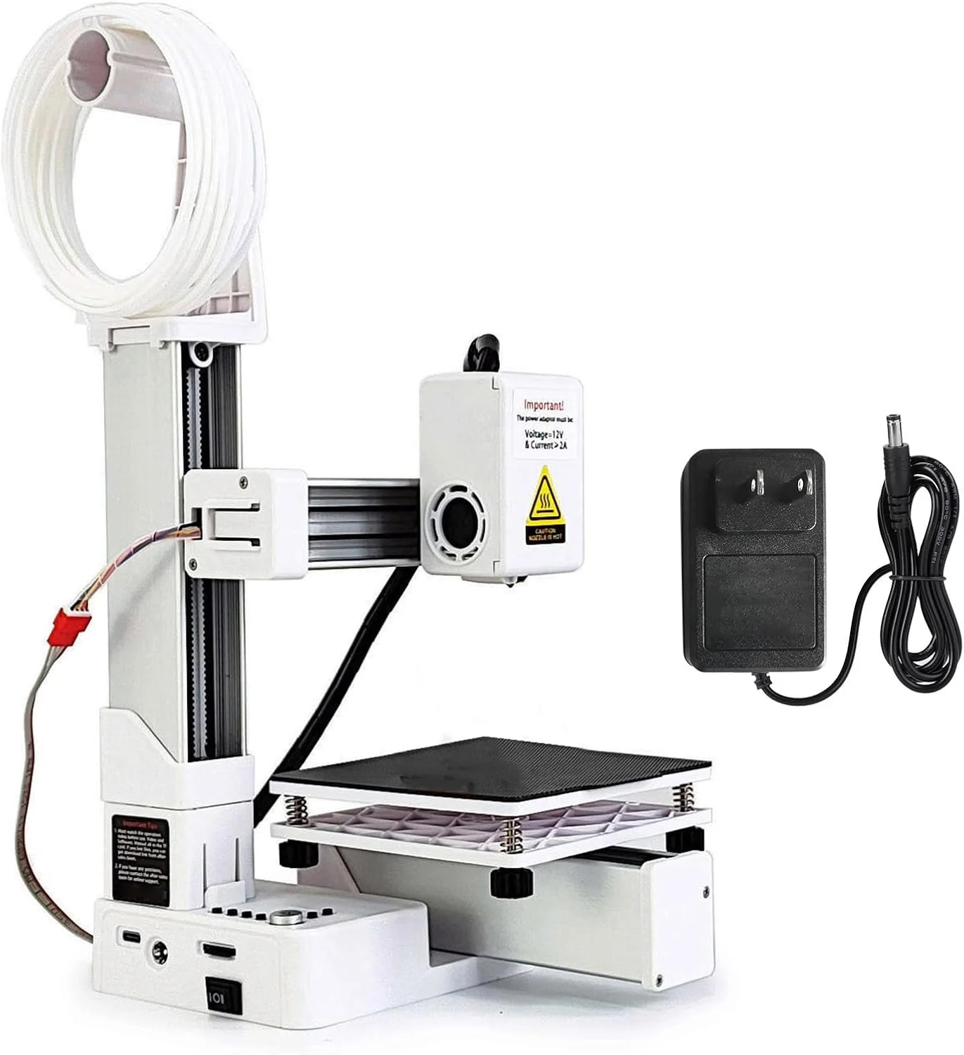 پرینتر سه بعدی کوچک، دستگاه پرینتر سه بعدی با دقت بالا، چاپ کاملاً مونتاژ شده برای مبتدیان، اندازه چاپ 100x100x100 میلی متر (سفید)