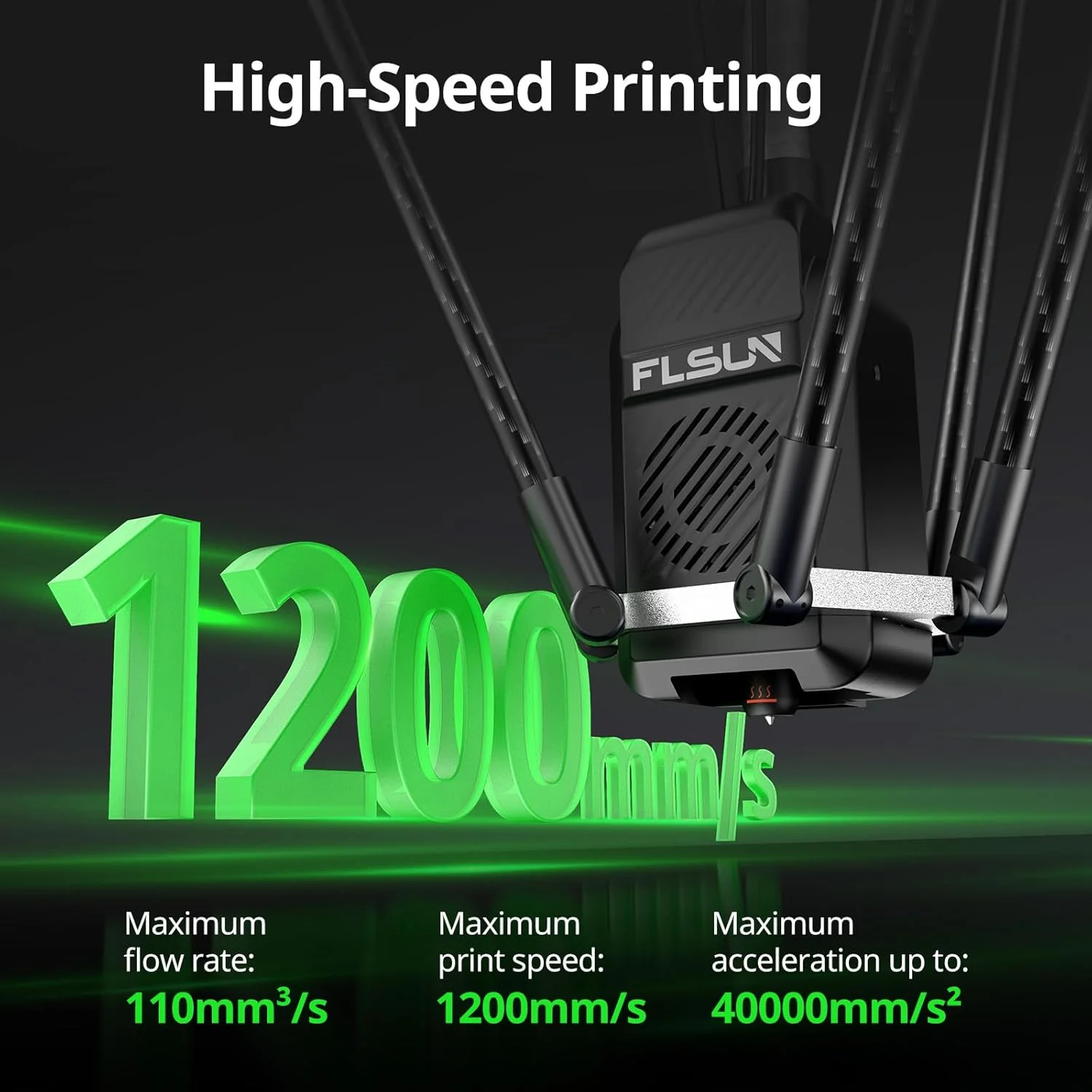 پرینتر سه بعدی FLSUN S1، پرینترهای سه بعدی با سرعت بالا تا 1200 میلی متر بر ثانیه، پرینتر دلتا FDM با عملکرد هوش مصنوعی، تراز خودکار کامل، اکسترودر درایو مستقیم دوگانه، اندازه چاپ 320x320x430 میلی متر