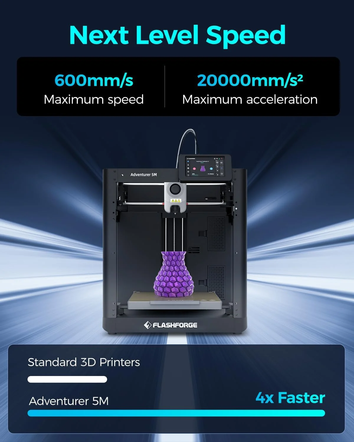 پرینتر سه بعدی فلش فورج Adventurer 5M با سرعت بالا تا 600 میلیمتر بر ثانیه، تراز خودکار، تعویض نازل 3 ثانیهای، ابعاد چاپ 220×220×220 میلیمتر، درایو مستقیم 280 درجه سانتیگراد مناسب برای کودکان/مبتدیان/خانه پرینتر سه بعدی فلش فورج Adventurer 5M با سرعت بالا تا 600 میلیمتر بر ثانیه، تراز خودکار، تعویض نازل 3 ثانیهای، ابعاد چاپ 220×220×220 میلیمتر، درایو مستقیم 280 درجه سانتیگراد مناسب برای کودکان/مبتدیان/خانه