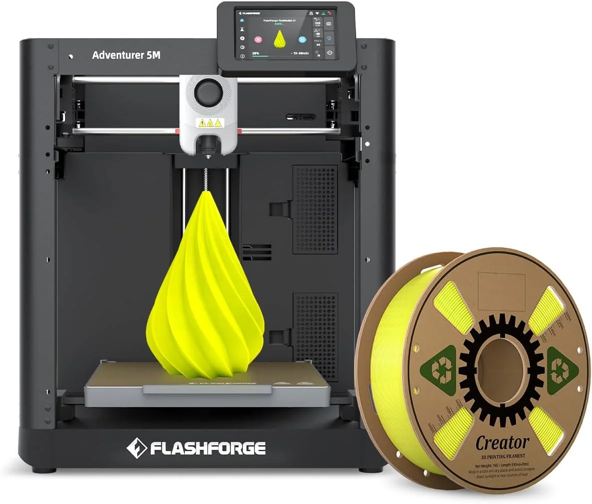 پرینتر سه بعدی FLASHFORGE Adventurer 5M به همراه فیلامنت ۱ کیلوگرمی HS PLA نئون زرد پرینتر سه بعدی FLASHFORGE Adventurer 5M به همراه فیلامنت ۱ کیلوگرمی HS PLA نئون زرد