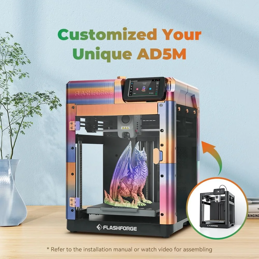 پرینتر سه بعدی FLASHFORGE AD5M با کالیبراسیون کاملا اتوماتیک و سرعت چاپ 600mm/s، ساختار تمام فلزی CoreXY با چاپ دقیق، نازل با قابلیت تعویض سریع و نگهداری آسان، اندازه چاپ 220x220x220mm پرینتر سه بعدی FLASHFORGE AD5M با کالیبراسیون کاملا اتوماتیک و سرعت چاپ 600mm/s، ساختار تمام فلزی CoreXY با چاپ دقیق، نازل با قابلیت تعویض سریع و نگهداری آسان، اندازه چاپ 220x220x220mm