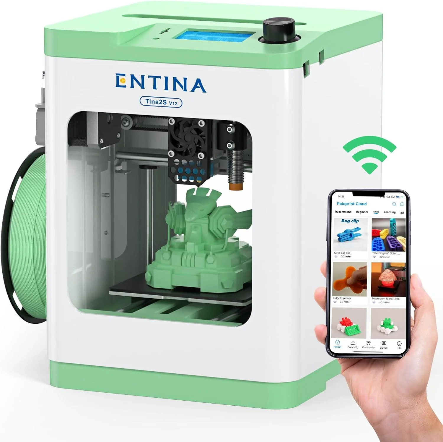 بسته پرینتر سه بعدی کوچک Entina Mini 3D مدل Tina2S V12 به همراه ۴ رنگ فیلامنت PLA (قرمز، زرد، آبی، سبز) بسته پرینتر سه بعدی کوچک Entina Mini 3D مدل Tina2S V12 به همراه ۴ رنگ فیلامنت PLA (قرمز، زرد، آبی، سبز)