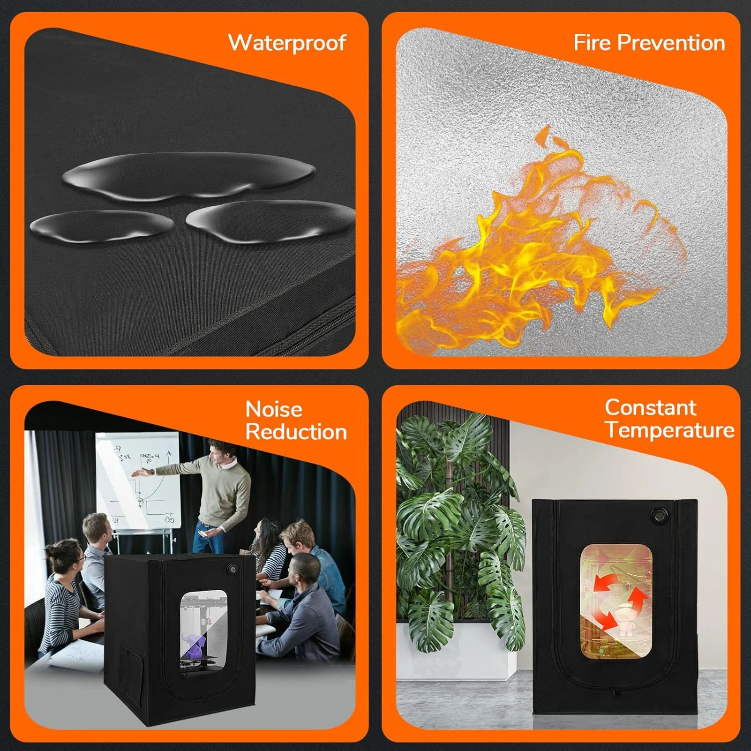 محفظه پرینتر سه بعدی چند منظوره با تهویه و نورپردازی LED، سازگار با Bambu Lab P1/Creality Ender 3/Neptune 3 Pro/Anycubic Kobar 2/Flashforge AD5M