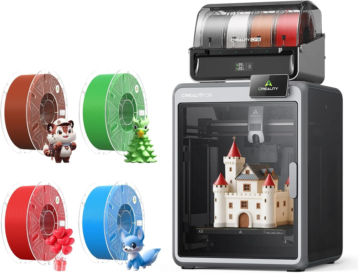 دستگاه چاپگر سه بعدی چند رنگی Creality K2 Combo به همراه CFS و فیلامنت Hyper PLA 4KG دستگاه چاپگر سه بعدی چند رنگی Creality K2 Combo به همراه CFS و فیلامنت Hyper PLA 4KG