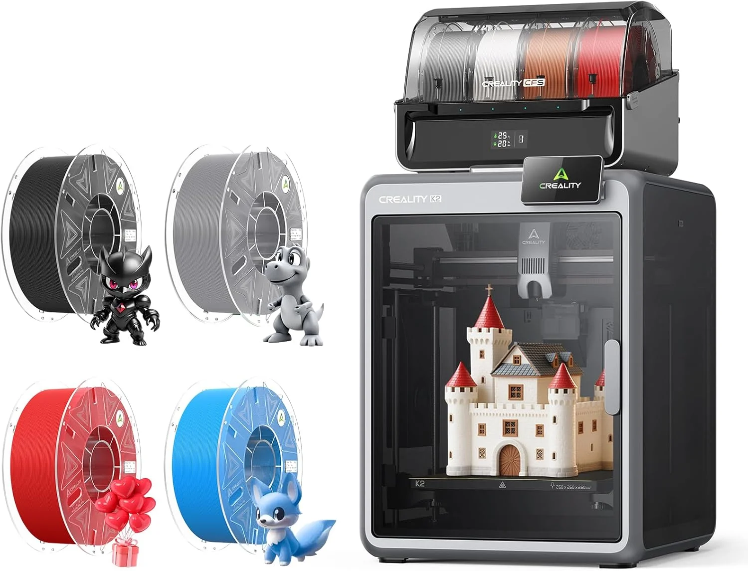 دستگاه چاپگر سه بعدی چند رنگی Creality K2 Combo به همراه CFS و فیلامنت Hyper PLA 4KG دستگاه چاپگر سه بعدی چند رنگی Creality K2 Combo به همراه CFS و فیلامنت Hyper PLA 4KG