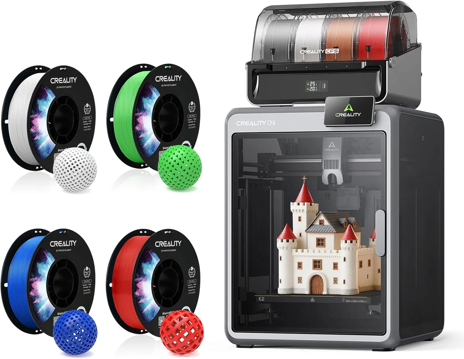 پرینترهای سه بعدی ترکیبی Creality K2، دستگاه پرینتر سه بعدی چند رنگ با CFS، فیلامنت TPU کرالیتی 4 کیلوگرم، فیلامنت پرینتر سه بعدی انعطاف پذیر 1.75 میلی متر، سختی و انعطاف پذیری بالا 95A Shore پرینترهای سه بعدی ترکیبی Creality K2، دستگاه پرینتر سه بعدی چند رنگ با CFS، فیلامنت TPU کرالیتی 4 کیلوگرم، فیلامنت پرینتر سه بعدی انعطاف پذیر 1.75 میلی متر، سختی و انعطاف پذیری بالا 95A Shore