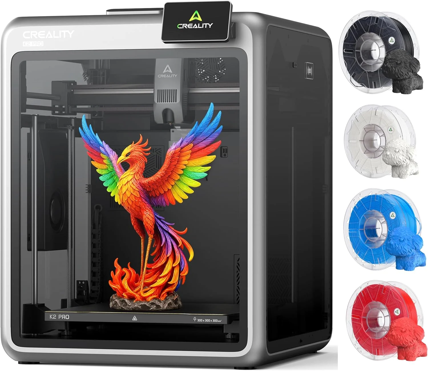 پرینتر سه بعدی Creality K2 Pro (A)، بسته چاپ چند رنگ با پشتیبانی از فیلامنت Hyper RFID PLA CFS (سیاه و سفید و قرمز و آبی)