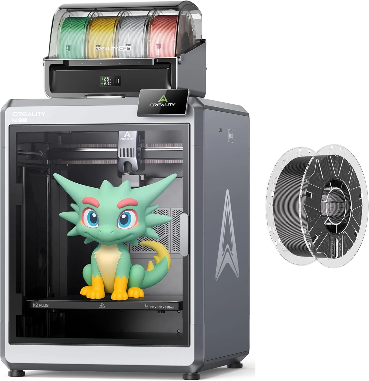 دستگاه چاپ سه بعدی Creality K2 Plus Combo، بسته چاپ چند رنگ با پشتیبانی از فیلامنت Hyper RFID PLA و CFS (مشکی)