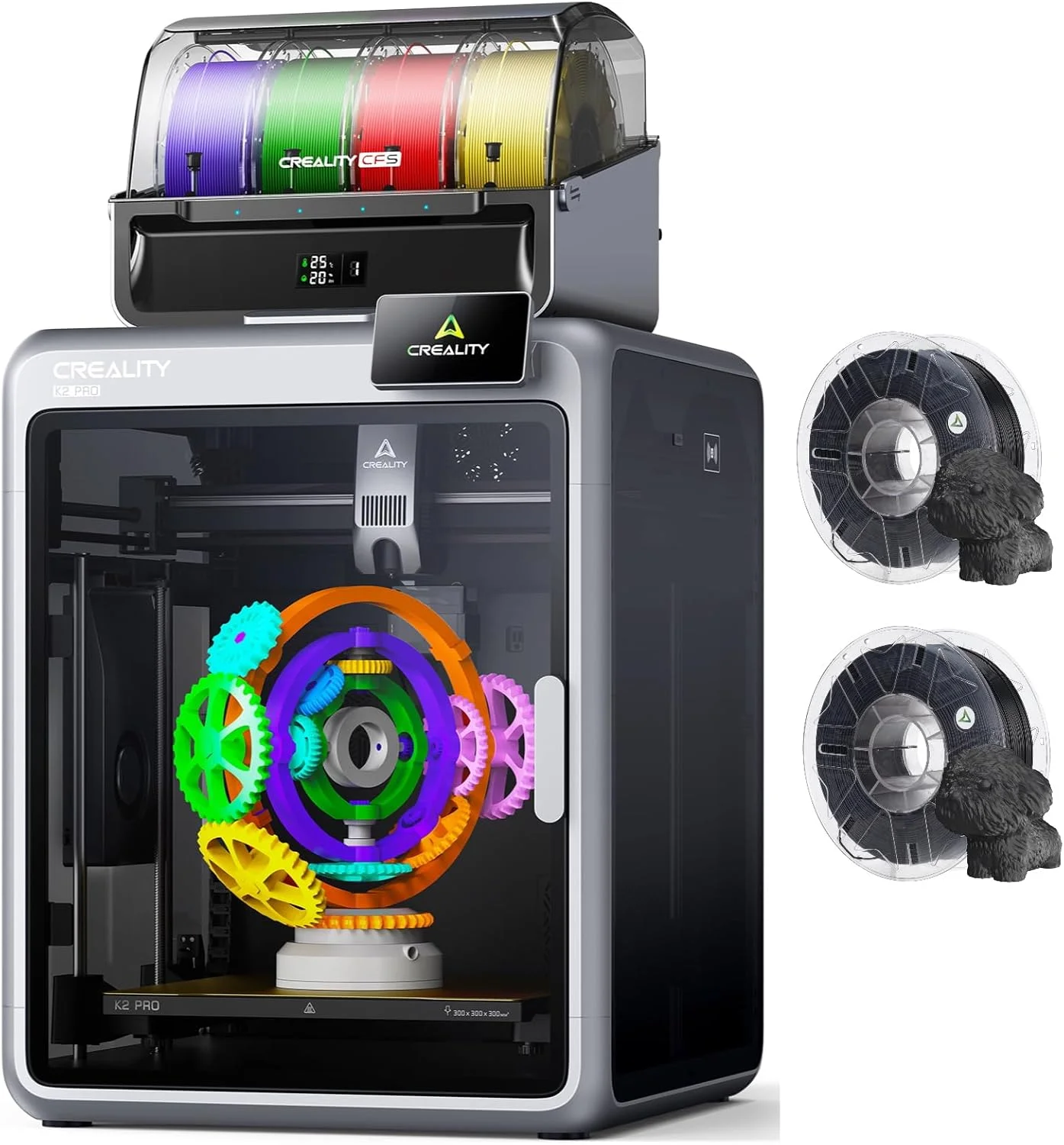 پرینتر سه بعدی Creality K2 Pro Combo (A)، بسته چاپ چند رنگ با پشتیبانی از فیلامنت Hyper RFID PLA CFS (مشکی و مشکی)