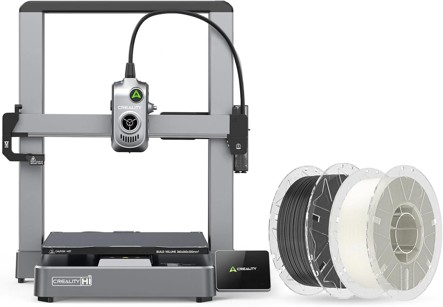 پرینتر سه بعدی Creality Hi، چاپ چند رنگ (نیاز به CFS)، همراه با فیلامنت Hyper RFID PLA 1.75mm 2KG (سیاه و سفید)