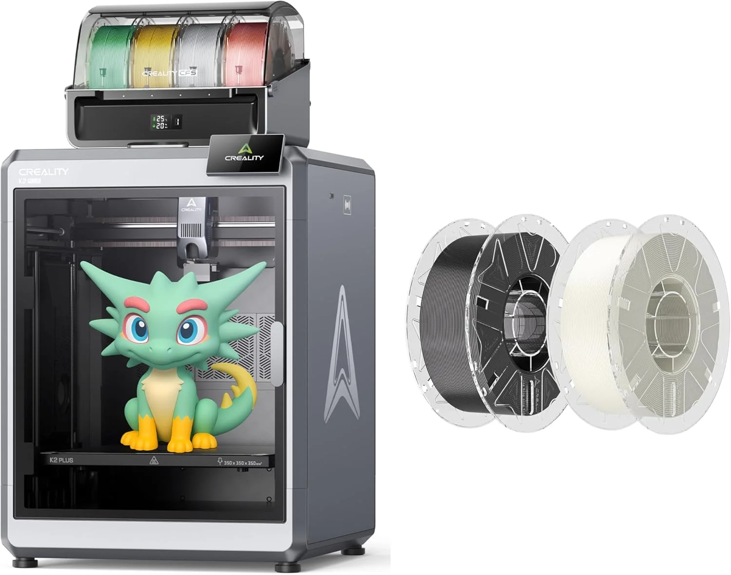 پرینتر سه بعدی Creality K2 Plus Combo، بسته چاپ چند رنگ با پشتیبانی از فیلامنت Hyper RFID PLA CFS (سیاه و سفید)
