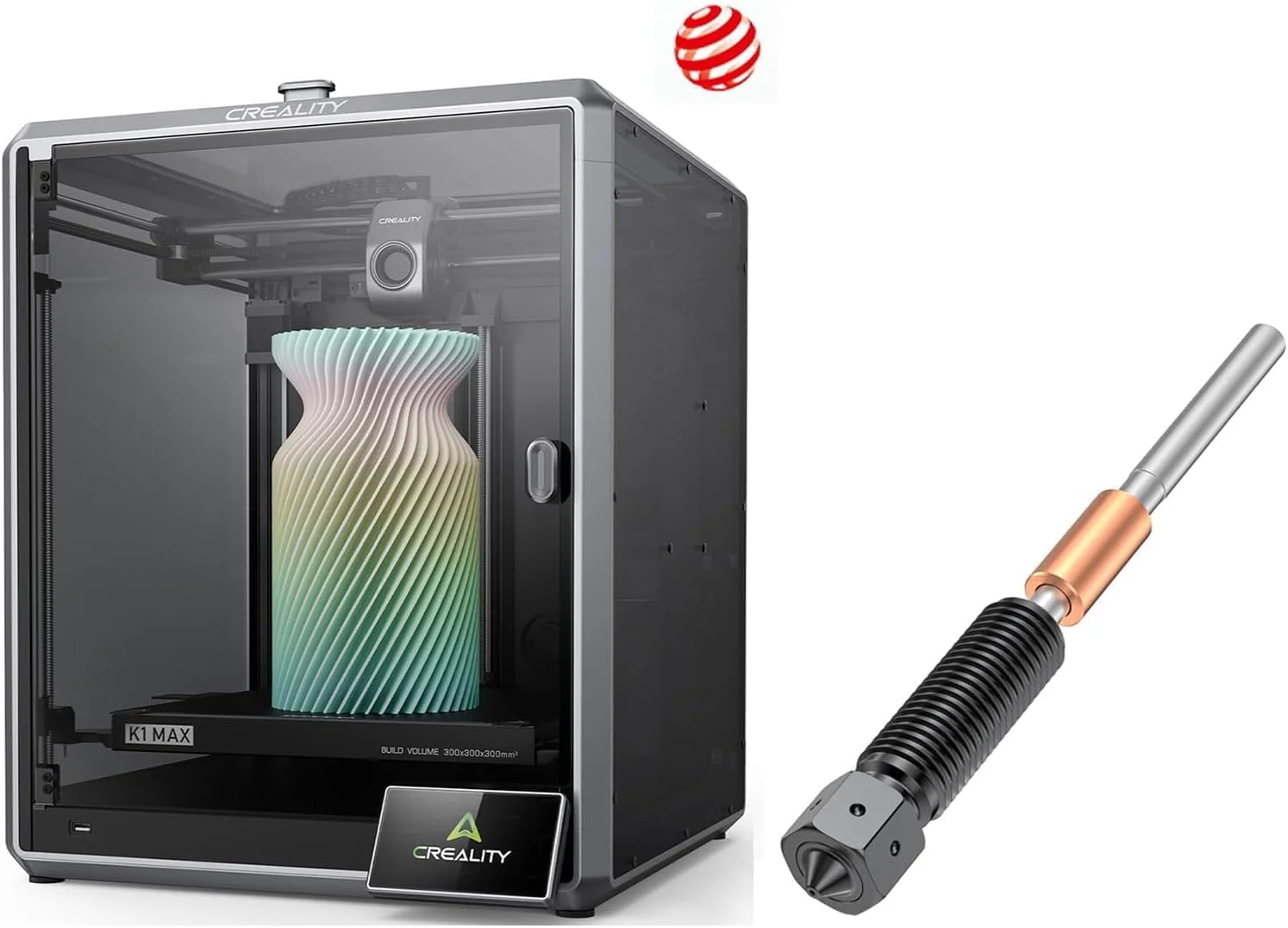 پرینتر سه بعدی کرالیتی K1 Max، بسته پرینترهای سه بعدی با حداکثر سرعت 600 میلی متر بر ثانیه به همراه نازل جریان بالا رسمی E3D Obxidian™ 0.4 میلی متری کرالیتی K1 Max