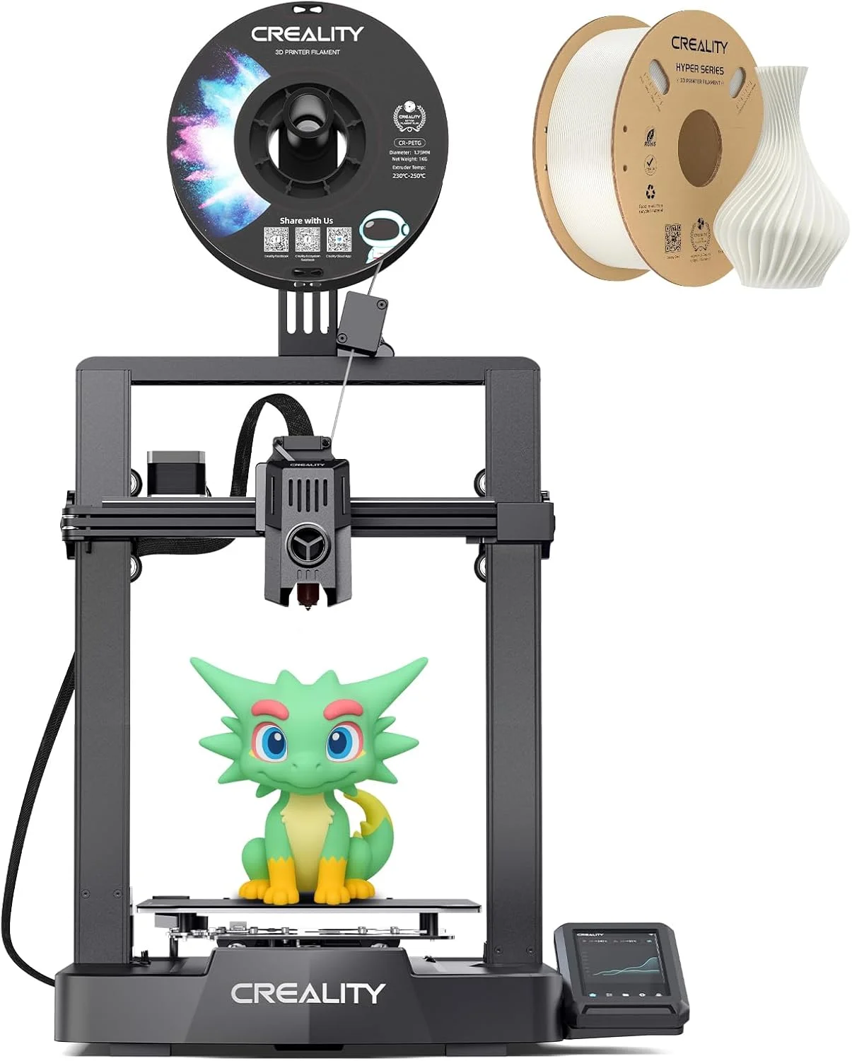 پرینتر سه بعدی کرالیتی Ender 3 V3 KE، بسته پرینترهای سه بعدی با حداکثر سرعت 500 میلی متر بر ثانیه به همراه فیلامنت PLA سفید با سرعت بالا