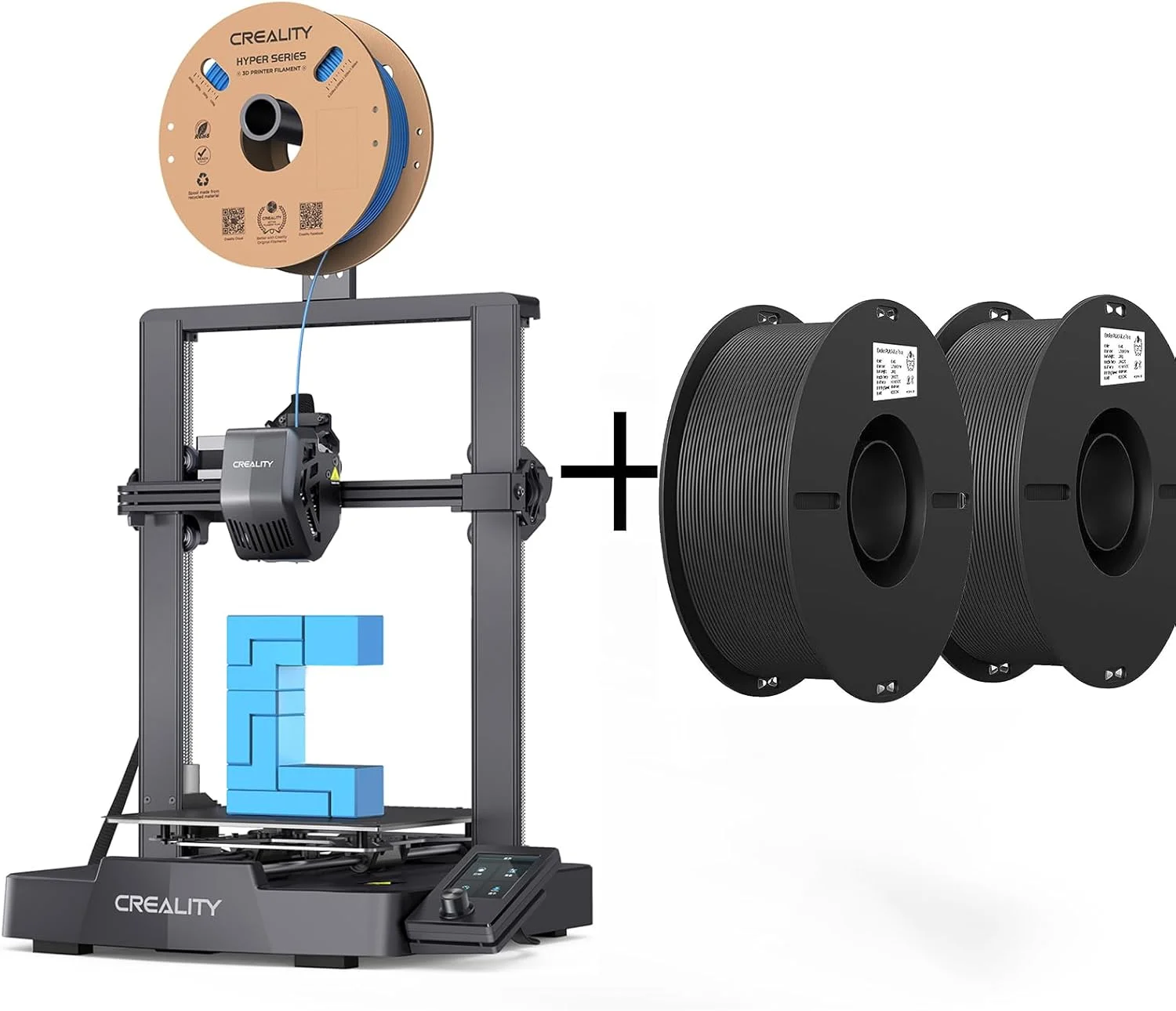 پرینتر سه بعدی کرالیتی Ender 3 V3 SE و بسته دو عددی فیلامنت PLA مشکی 1.75 میلی متری