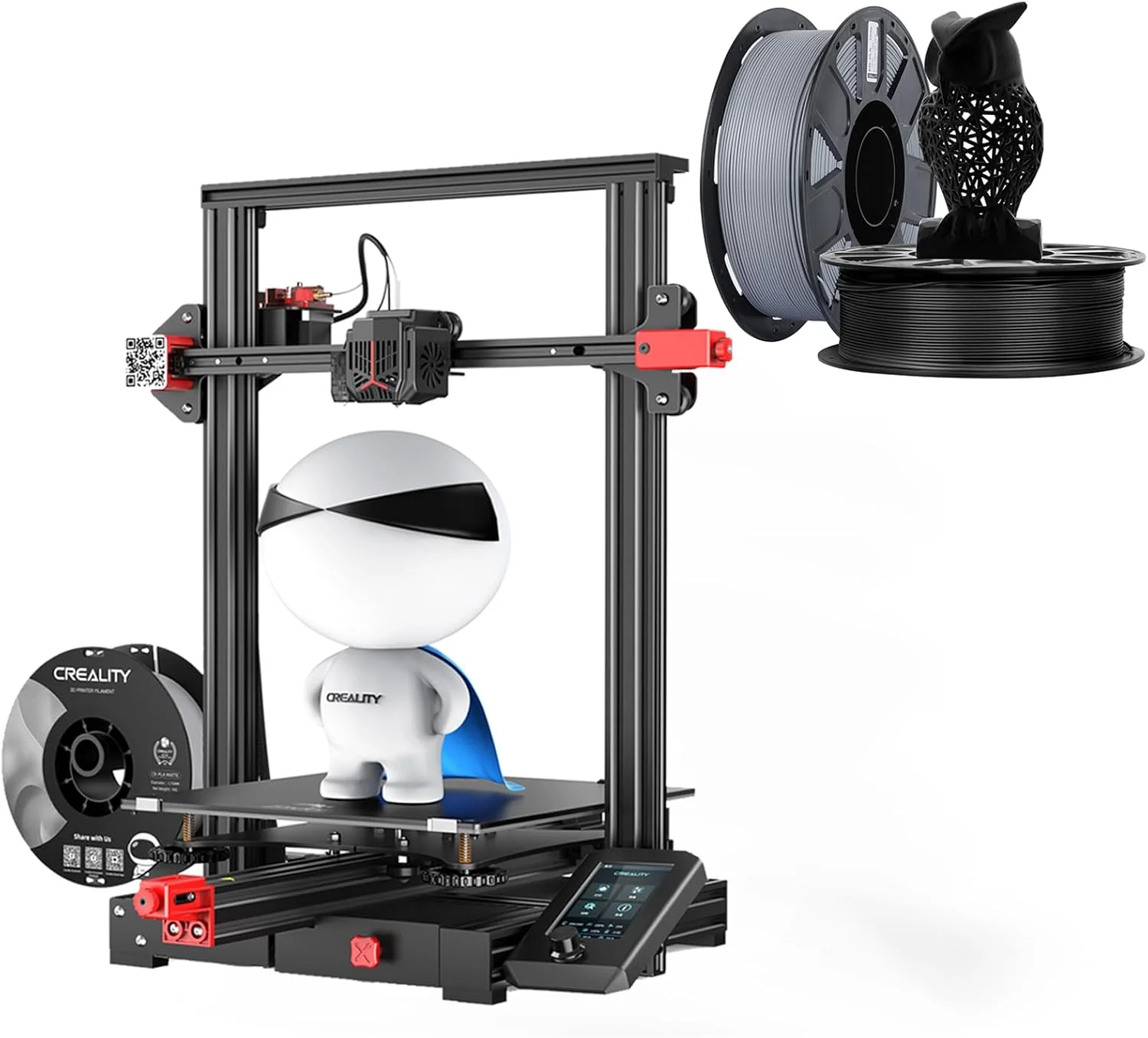 دستگاه چاپ سه بعدی کرالیتی Ender 3 Max Neo به همراه بسته فیلامنت PLA مشکی و خاکستری 1.75 میلی متری