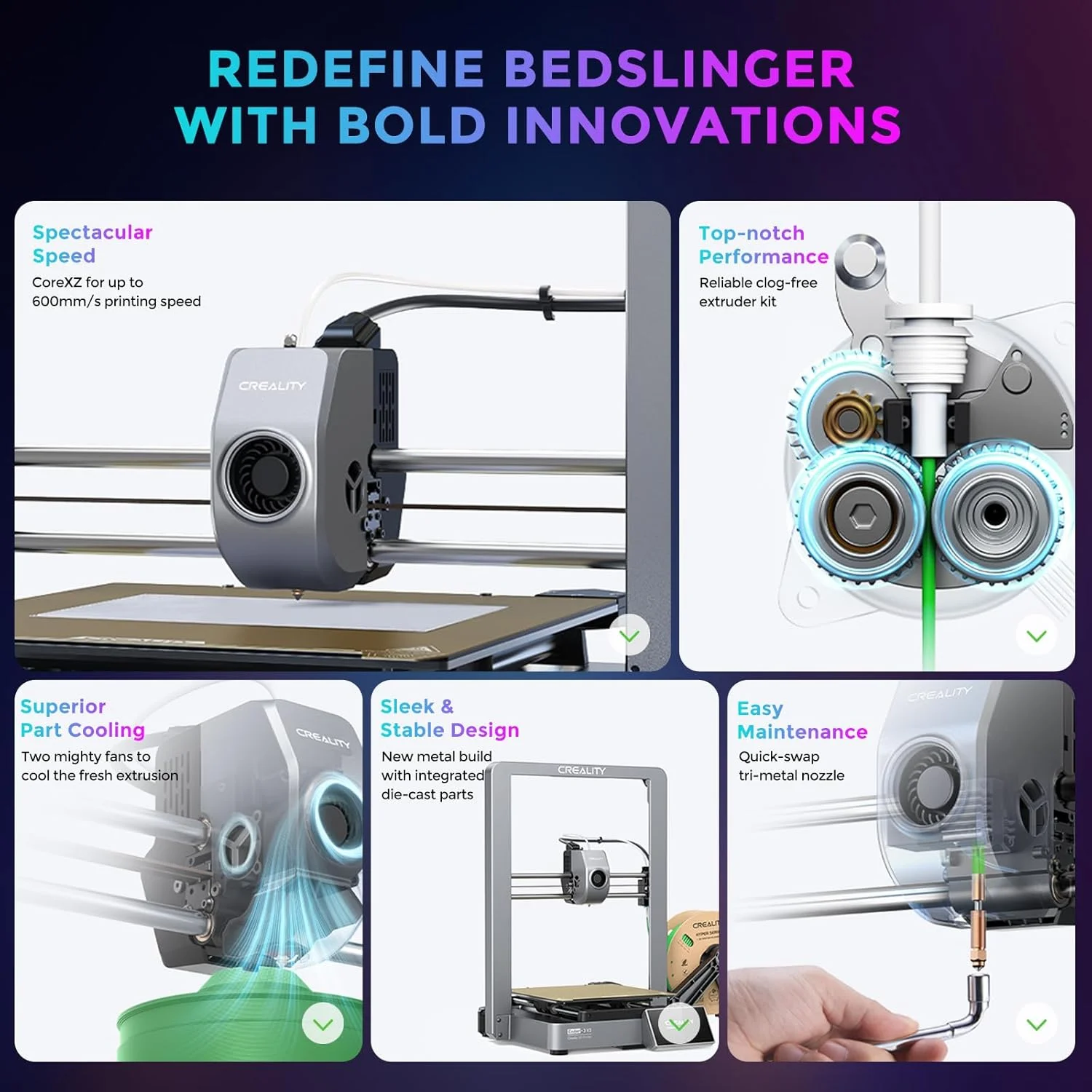 پرینتر سه بعدی کرالیتی Ender 3 V3 با اکسترودر دوگانه مستقیم، تمام فلزی، CR Touch با تراز خودکار و مادربرد سایلنت