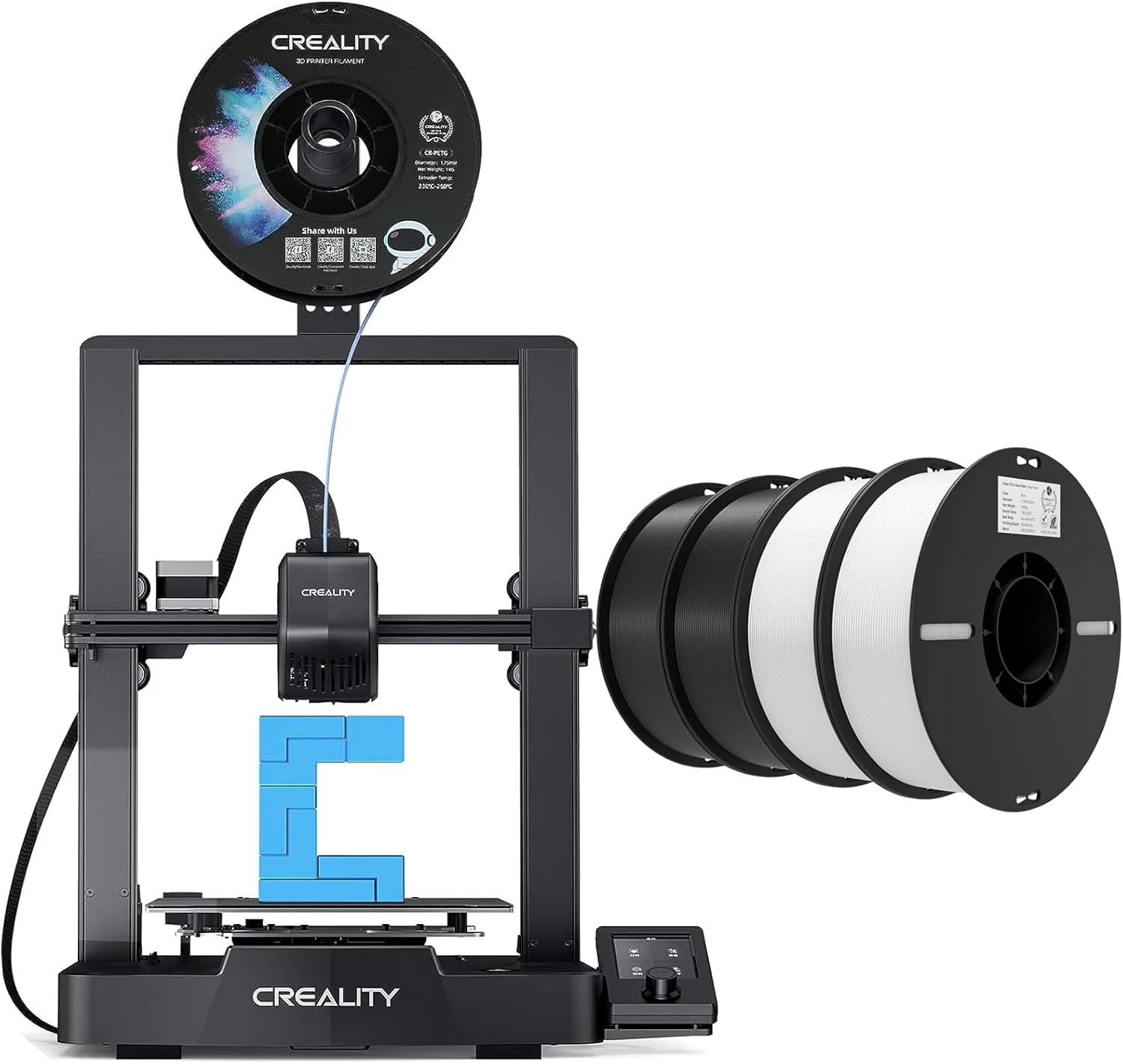 بسته پرینتر سه بعدی کرالیتی Ender 3 V3 SE به همراه 4 بسته PLA (2 سفید و 2 مشکی)