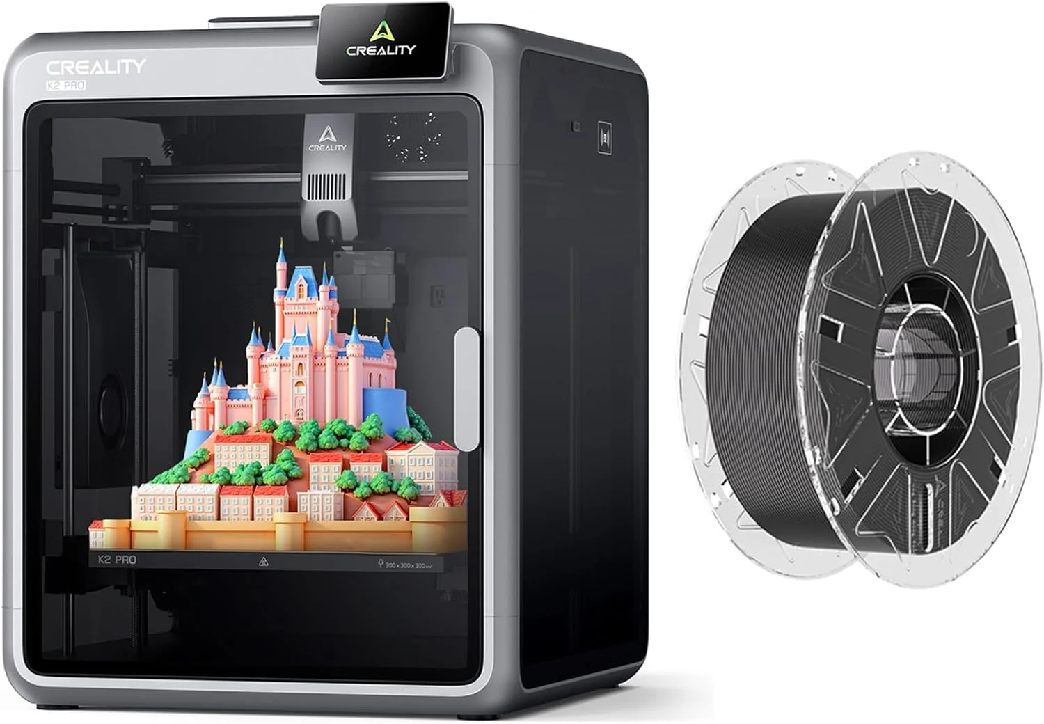 بسته پرینتر سه بعدی Creality K2 Pro به همراه فیلامنت پرینتر سه بعدی Hyper RFID (مشکی)