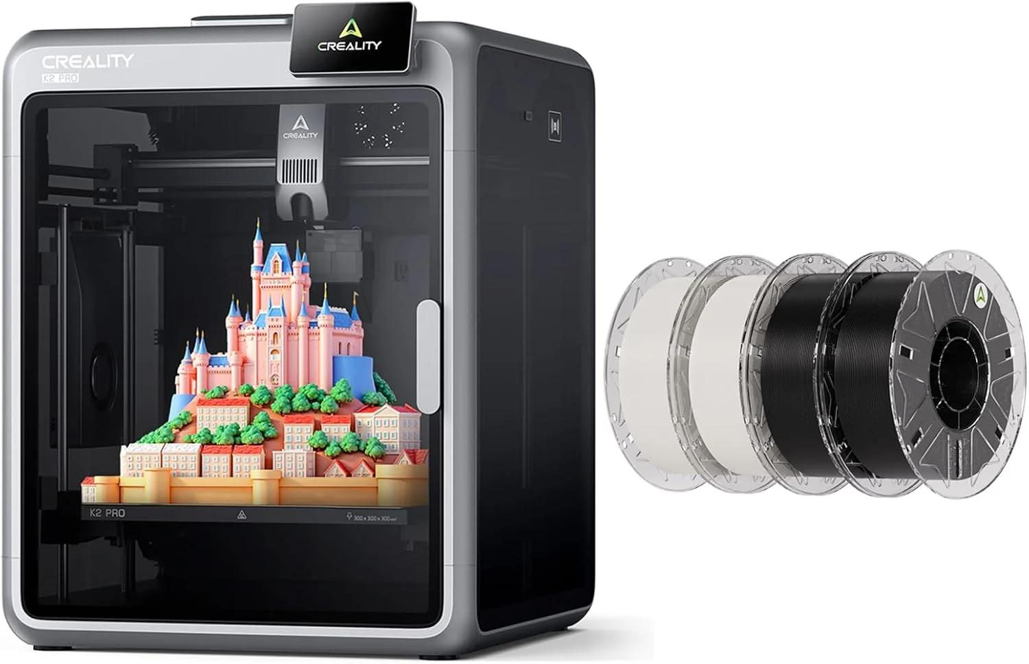 بسته پرینتر سه بعدی Creality K2 Pro به همراه فیلامنت پرینتر سه بعدی Hyper RFID (2 مشکی + 2 سفید)