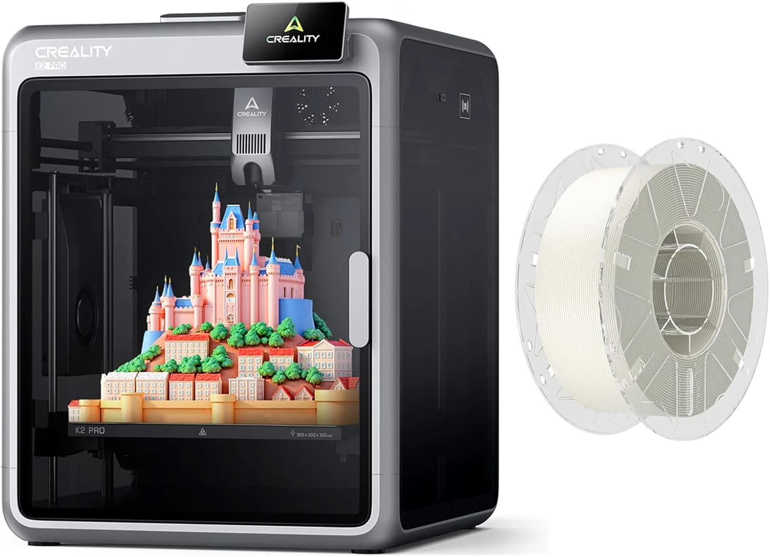 بسته پرینتر سه بعدی Creality K2 Pro به همراه فیلامنت پرینتر سه بعدی Hyper RFID (سفید)