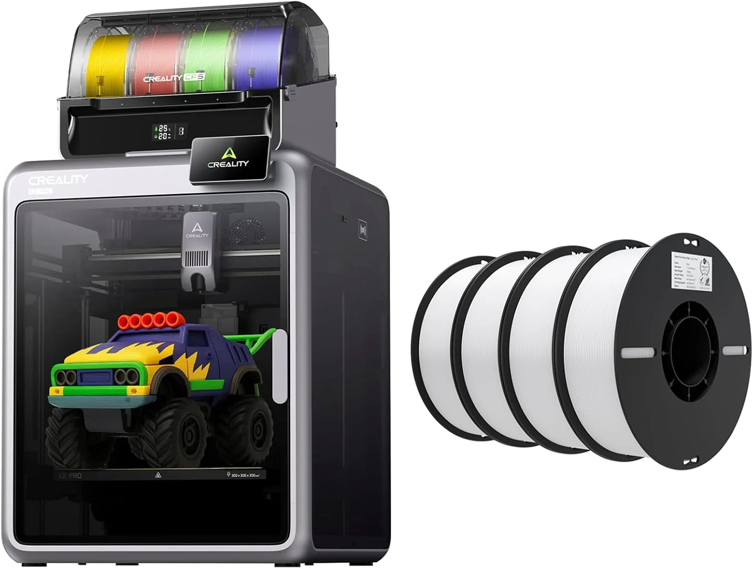 بسته پرینتر سه بعدی Creality K2 Pro Combo (A) به همراه 4 بسته فیلامنت PLA 1.75mm (4 سفید)