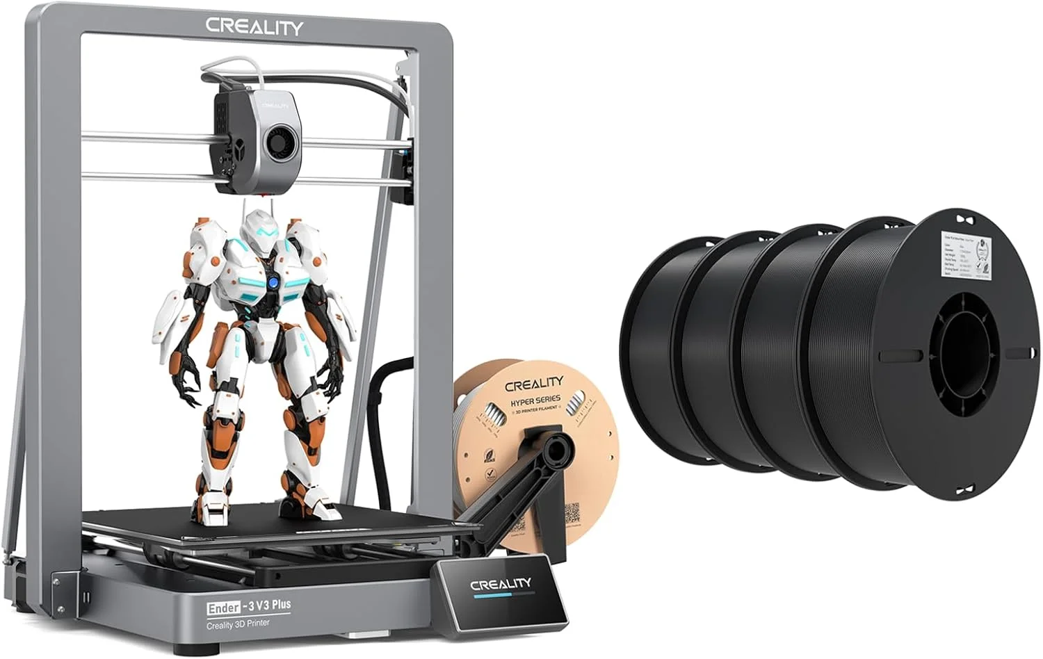 بسته پرینتر سه بعدی Creality Ender 3 V3 Plus به همراه 4 بسته فیلامنت PLA 1.75mm (4 مشکی)