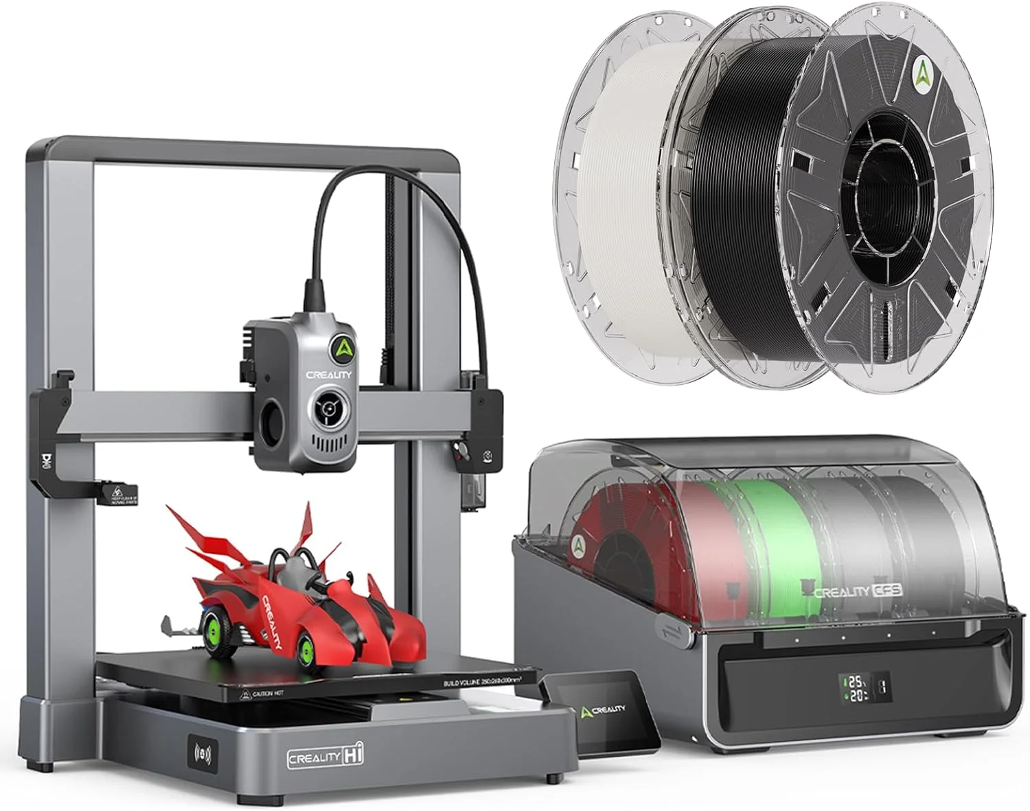 بسته پرینتر سه بعدی Creality Hi Combo (A) به همراه فیلامنت پرینتر سه بعدی Hyper RFID (یک سفید + یک مشکی)