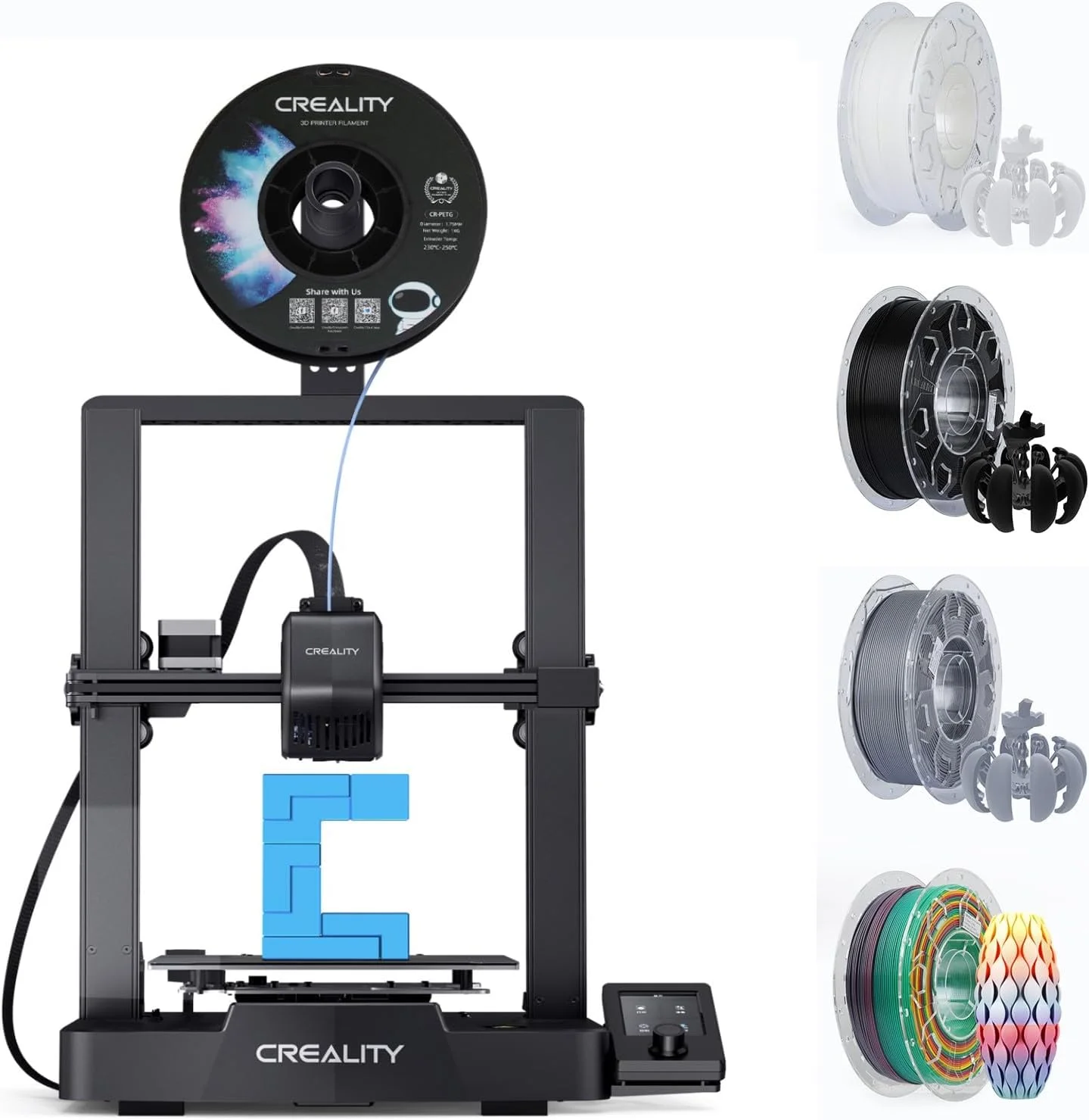 پرینتر سه بعدی کرالیتی Ender 3 V3 SE، همراه با فیلامنت PLA کرالیتی 1.75 میلی متری