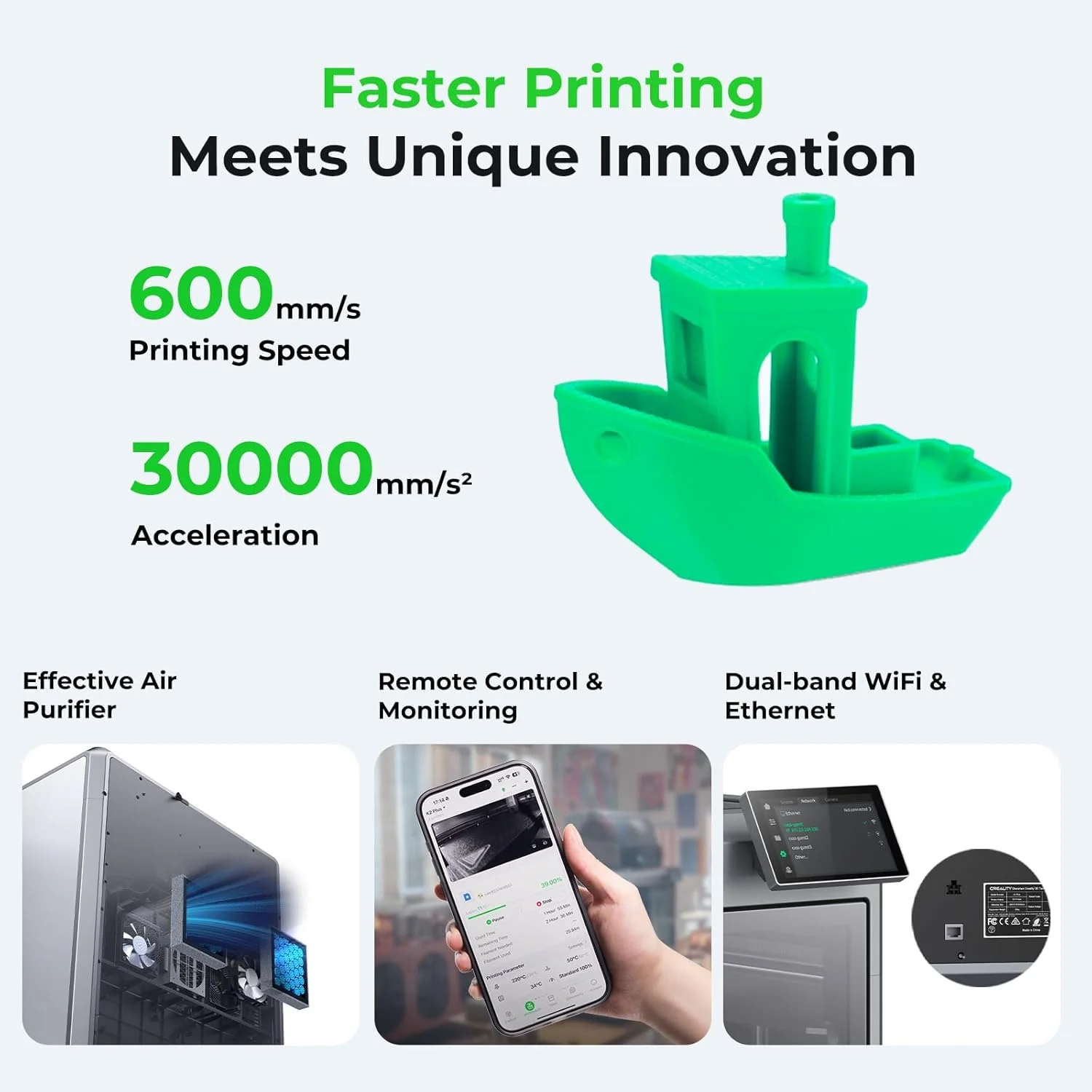 پرینتر سه بعدی Creality K2 Plus Combo، همراه با فیلامنت Hyper RFID PLA 1.75mm 4kg (زرد، سبز، نارنجی و آبی)