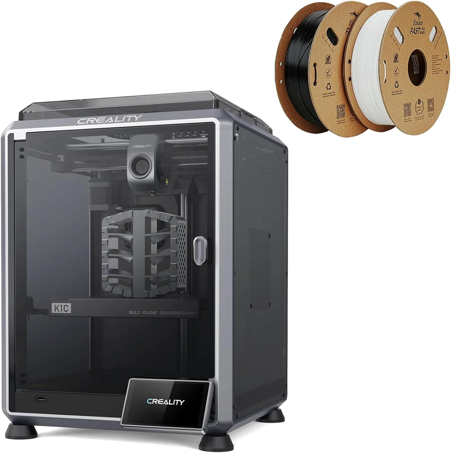 بسته پرینتر سه بعدی Creality K1C به همراه فیلامنت PLA سرعت بالا 1.75mm Ender Fast PLA 2Kg (سیاه و سفید)