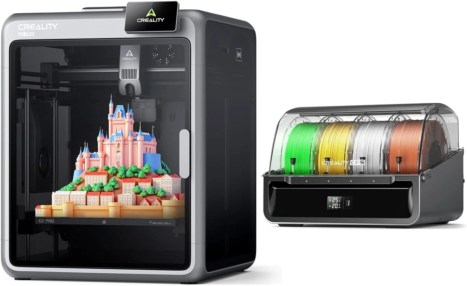 بسته پرینتر سه بعدی Creality K2 Pro به همراه سیستم خودکار چند رنگ CFS بسته پرینتر سه بعدی Creality K2 Pro به همراه سیستم خودکار چند رنگ CFS