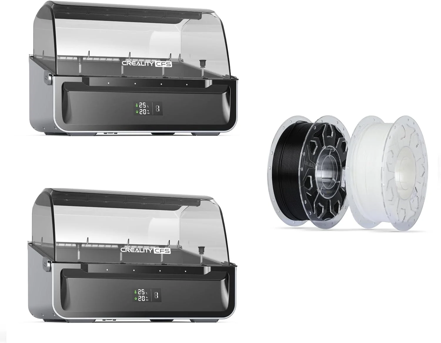 بسته دو عددی سیستم CFS کرالیتی برای پرینتر سه بعدی K2 Plus به همراه PLA مشکی و سفید بسته دو عددی سیستم CFS کرالیتی برای پرینتر سه بعدی K2 Plus به همراه PLA مشکی و سفید