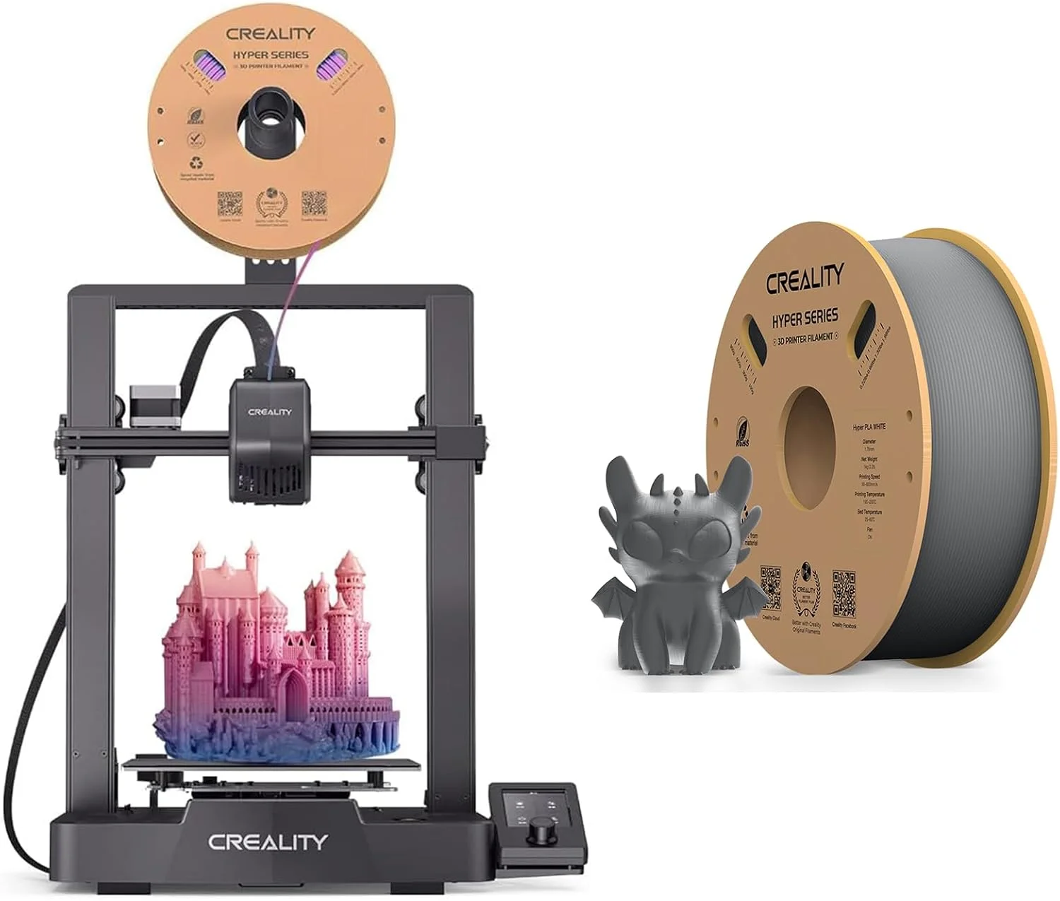 پرینتر سه بعدی رسمی Creality Ender-3 V3 SE با سرعت چاپ حداکثر 250 میلی‌متر بر ثانیه، رابط کاربری بصری ارتقا یافته، بارگیری و تخلیه خودکار فیلامنت، اکسترودر مستقیم Sprite، تراز خودکار CR Touch با رنگ خاکستری Hyper