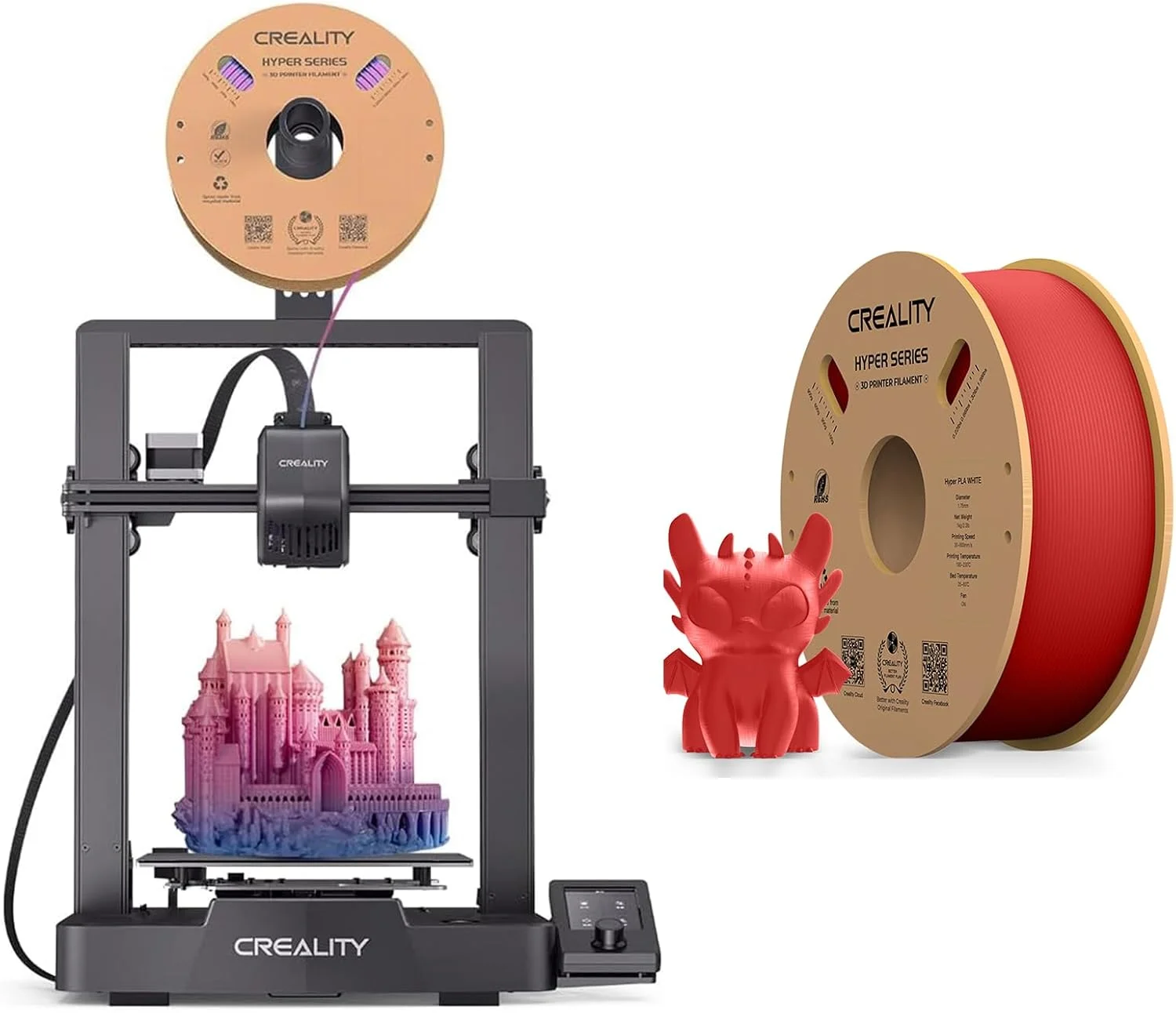 Creality Ender-3 V3 SE Official 3D Printer 250mm/s Max Printing Speed Upgraded Visual UI Auto Filament Loading and Unloading Sprite Direct Extruder CR Touch Auto Leveling with Hyper Red