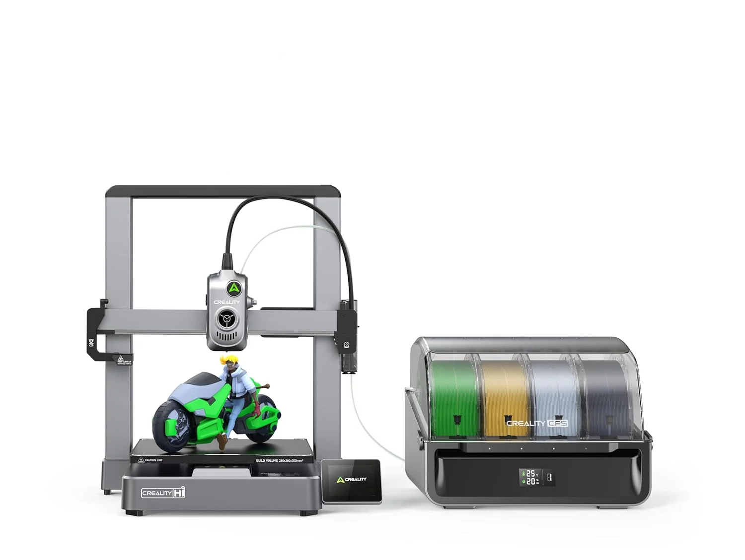 پرینتر سه بعدی Creality Hi Combo، پشتیبانی از چاپ سه بعدی چند رنگ، شروع آسان، تشخیص خودکار کامل فیلامنت، فریم تمام فلزی، صدای کم ≤48 dB، حجم ساخت بزرگ 260 x 260 x 300 میلی متر