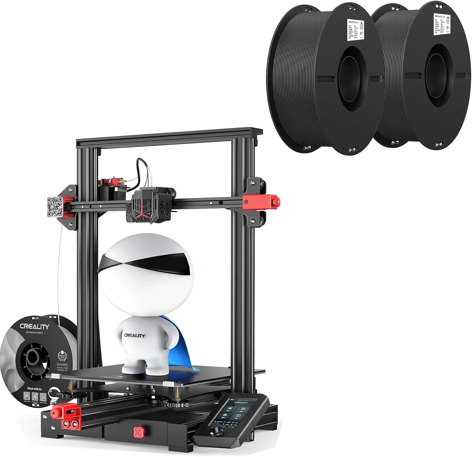 پرینتر سه بعدی کرالیتی Ender 3 Max Neo، دارای CR Touch Auto Leveling Bed، محور Z دوگانه، اکسترودر تمام فلزی، به همراه دو بسته فیلامنت PLA کرالیتی 1.75mm