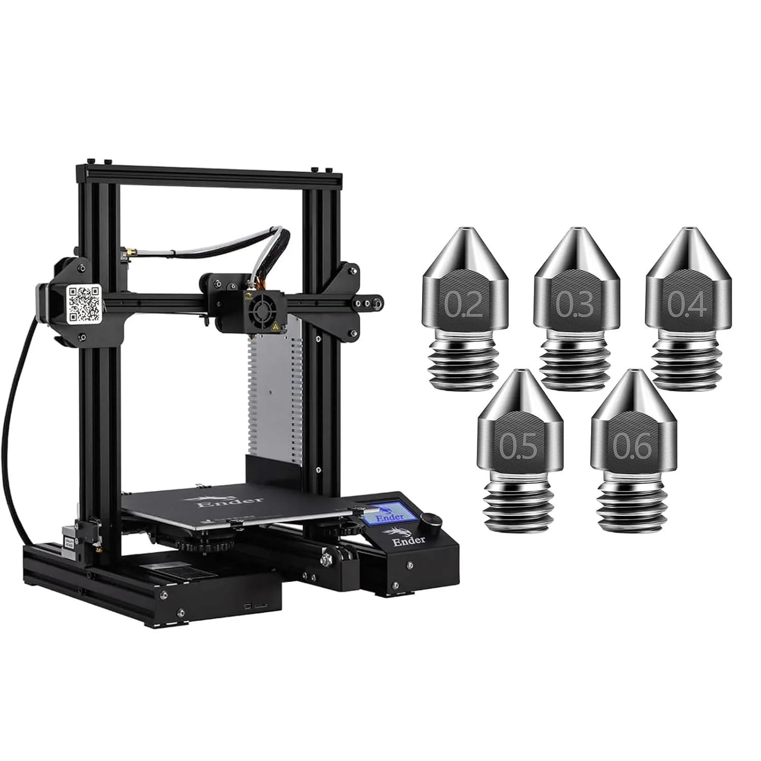 پرینتر سه بعدی کرالیتی Ender 3 به همراه بسته 5 عددی نازل فولادی سخت کاری شده Ender 3