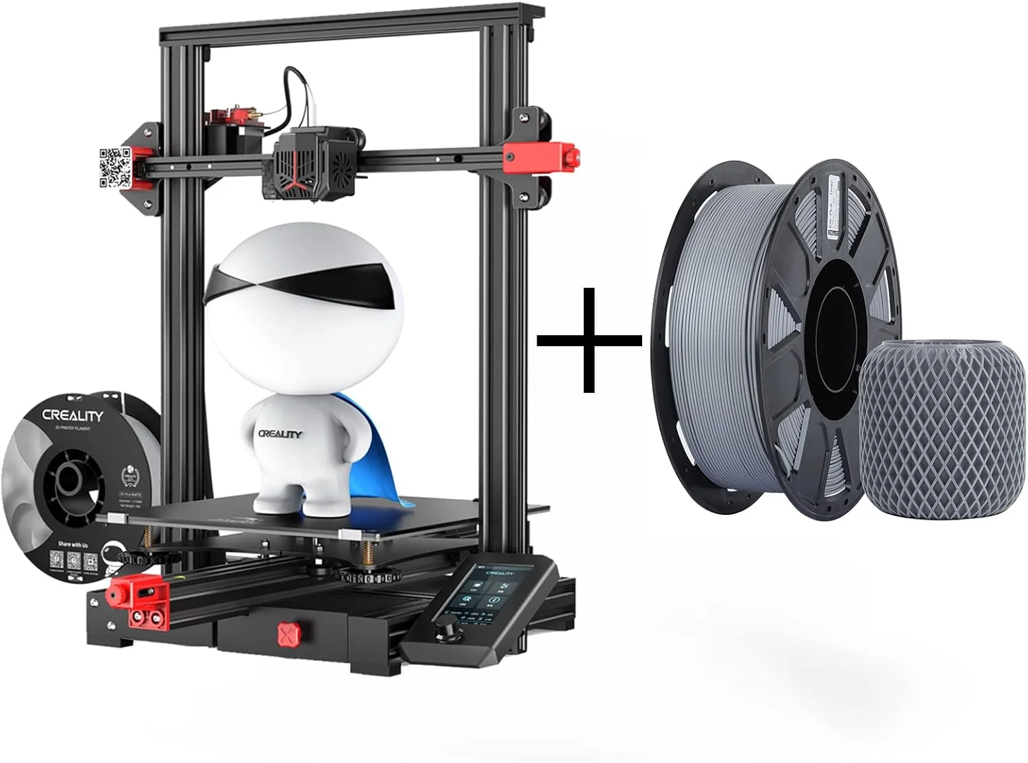 پرینتر سه بعدی کرالیتی Ender 3 Max Neo و فیلامنت PLA خاکستری 1.75 میلی متری کرالیتی